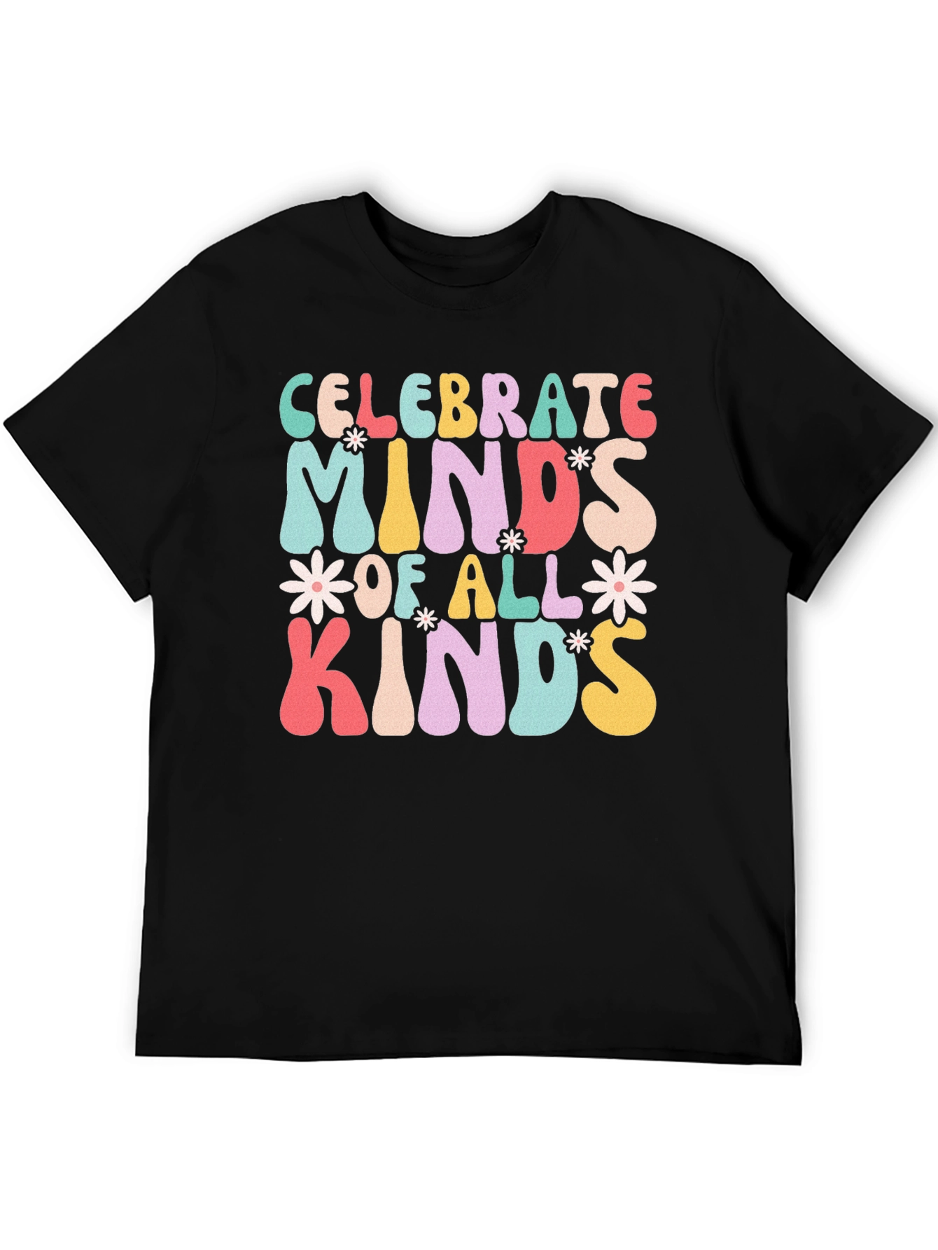 Black Celebrate Minds T-Shirt, Retro Design view 5
