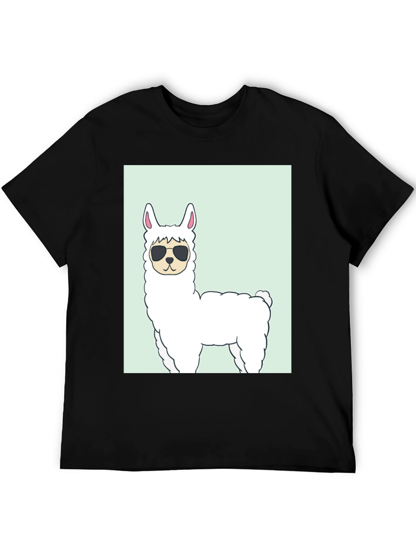 Black Cool Llama Graphic T-Shirt - Black view 5