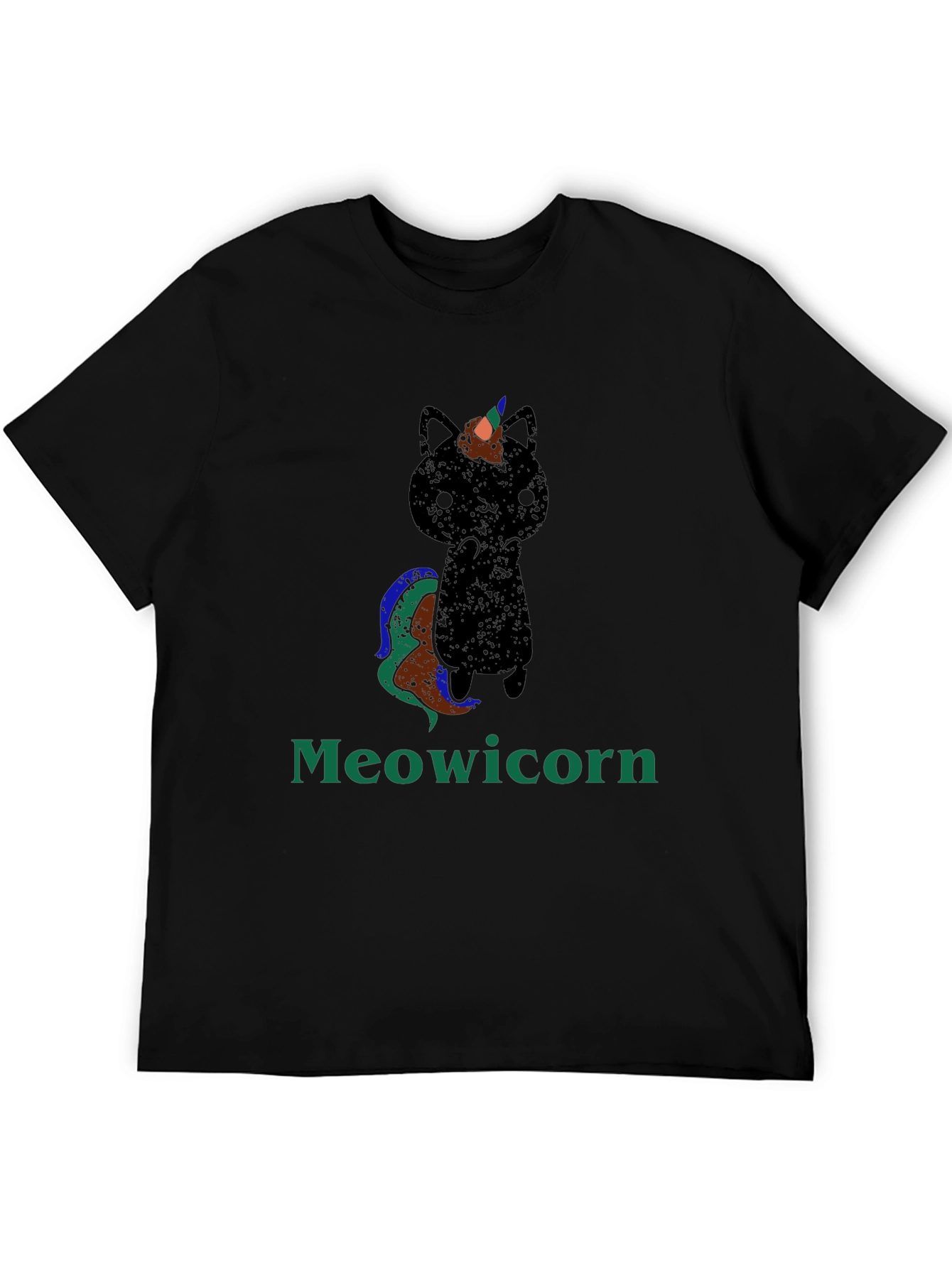 Black Meowicorn T-Shirt - Quirky Cat Unicorn Tee view 5