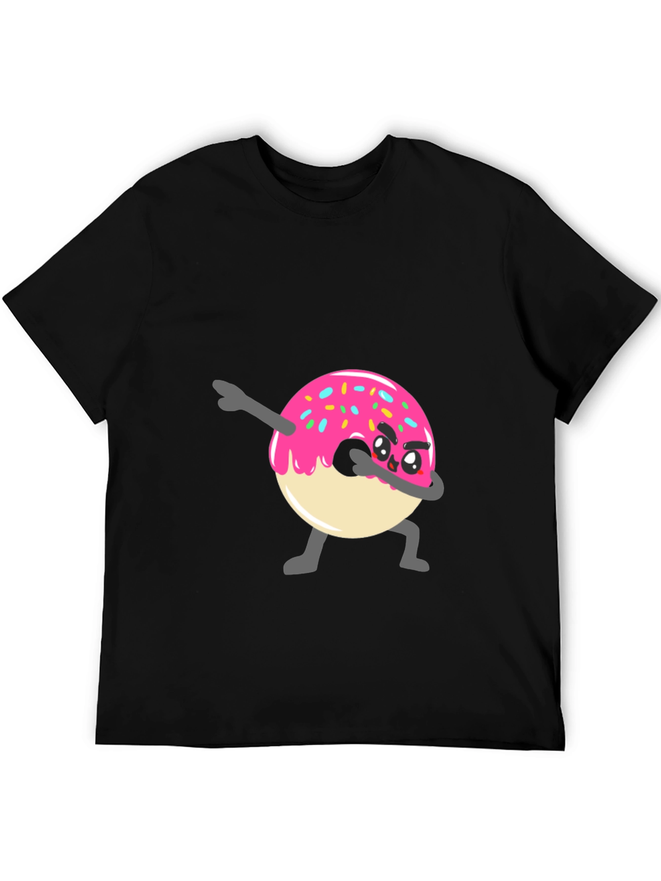 Black Dabbing Donut Graphic Tee - Funny Cartoon T-Shirt view 5