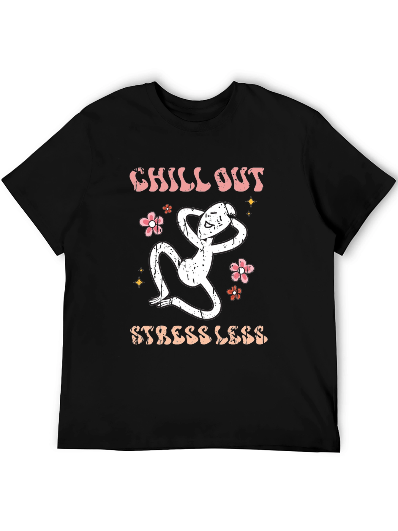Black Chill Out Stress Less Graphic Tee view 5