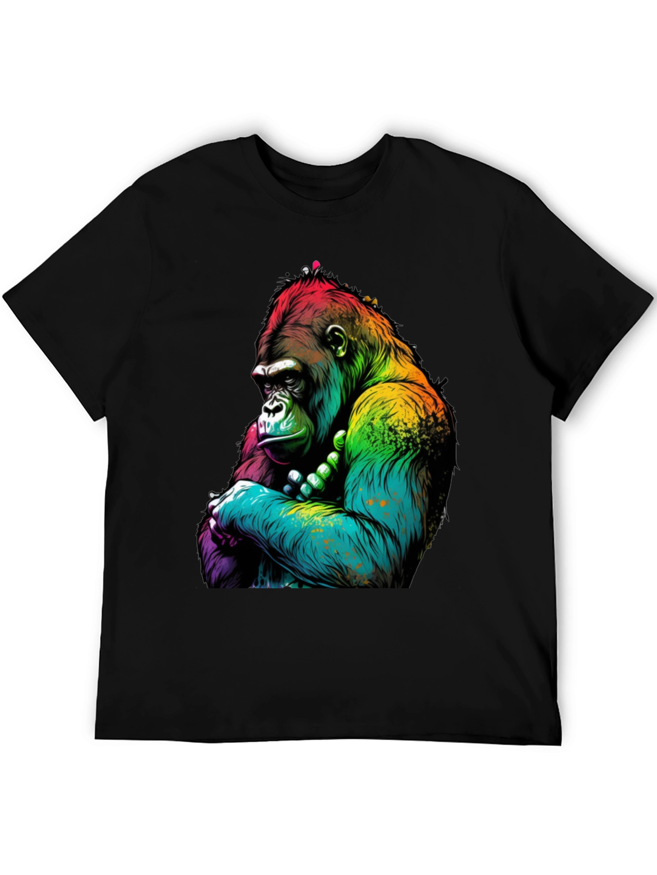 Black Rainbow Gorilla Graphic Tee - Bold Ape Design view 5