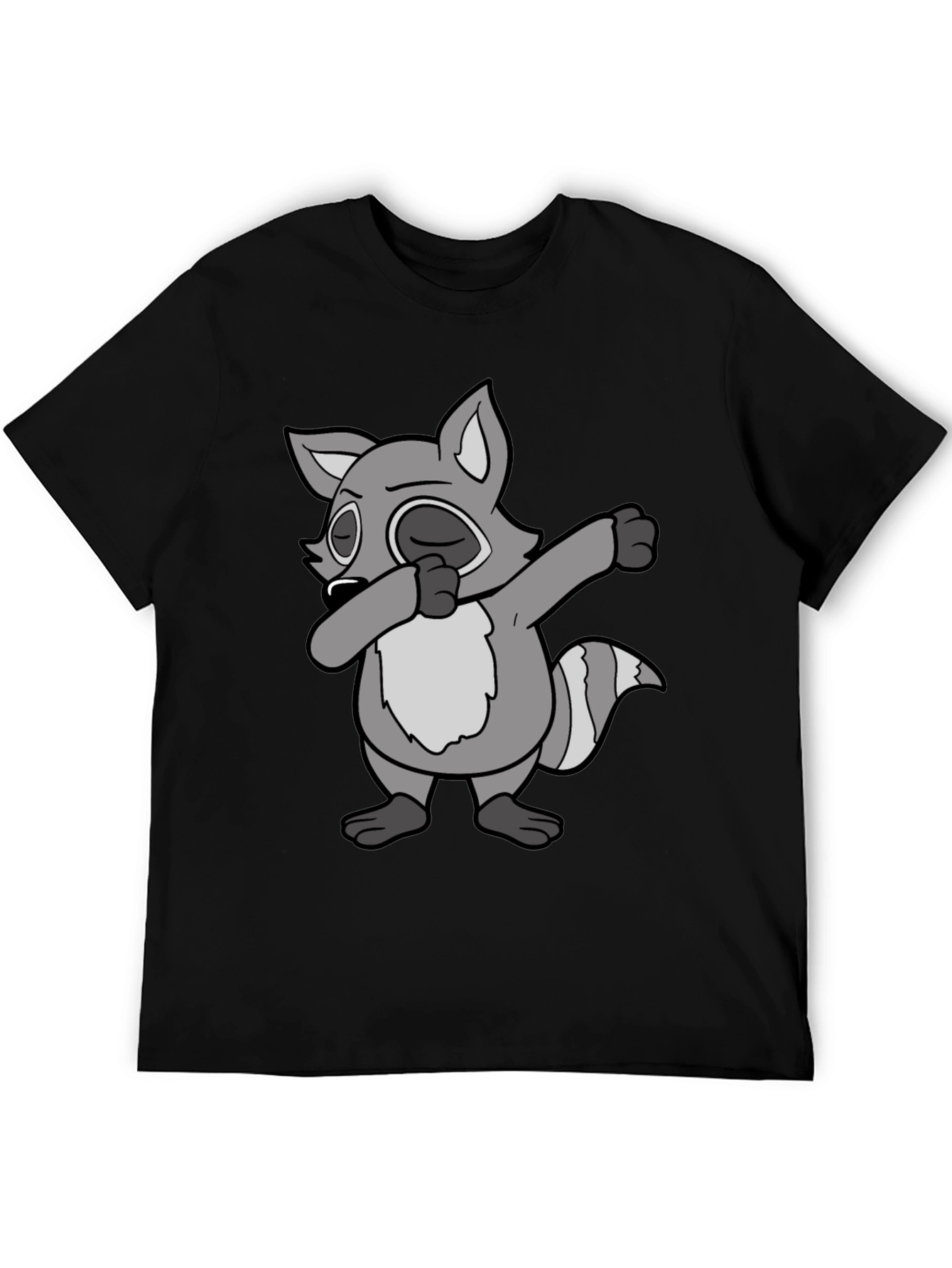 Black Dabbing Raccoon Graphic Tee view 5