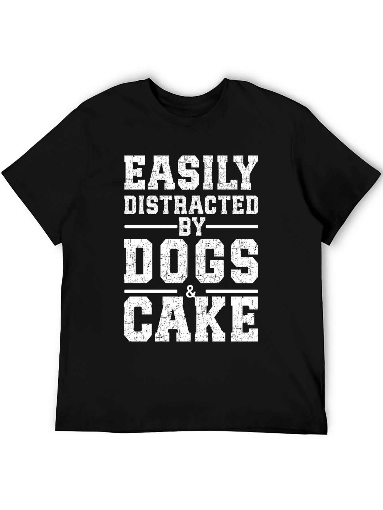 Black Easily Distracted By Dogs & Cake Black T-Shirt view 5