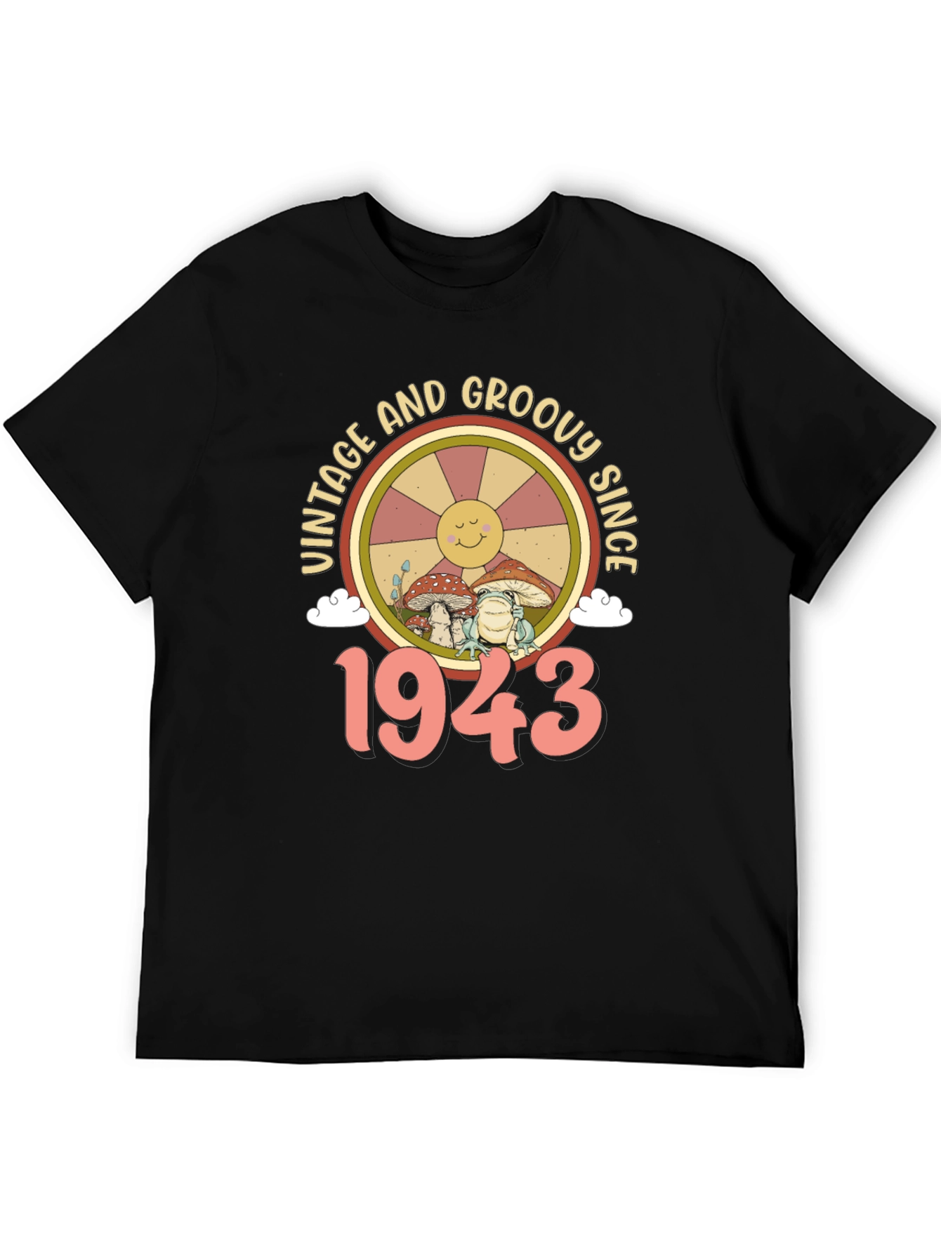 Black Vintage Groovy Since 1943 Graphic T-Shirt view 5