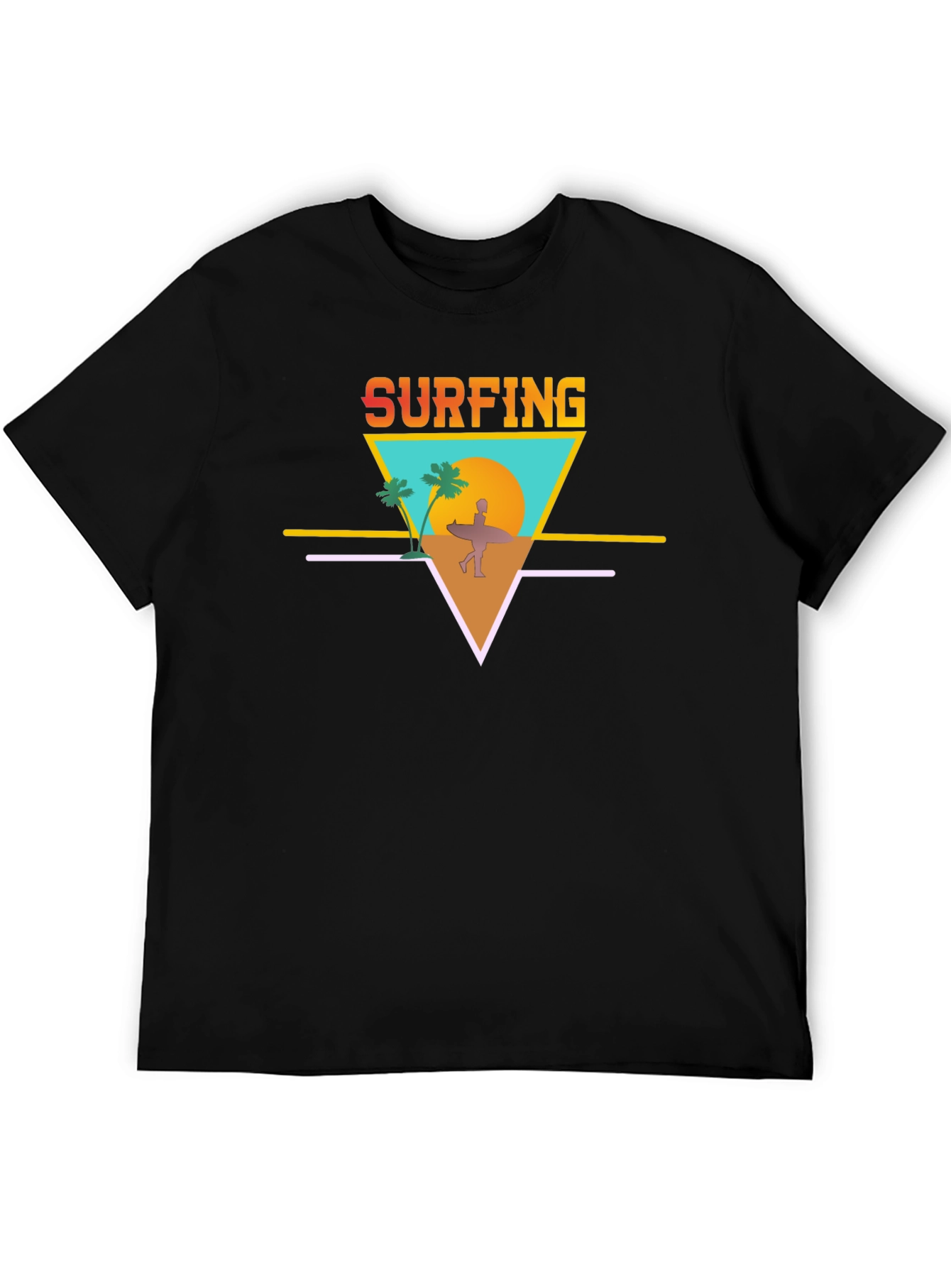 Black Surfing Graphic Tee - Retro Summer Vibes view 5
