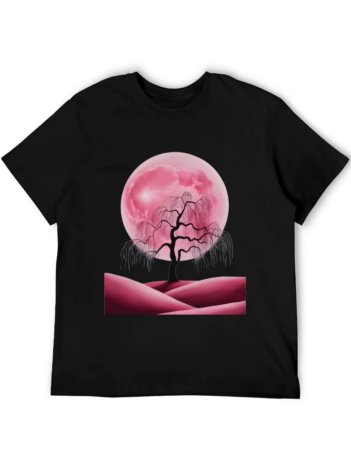 Black Pink Moon Tree Graphic Tee view 5