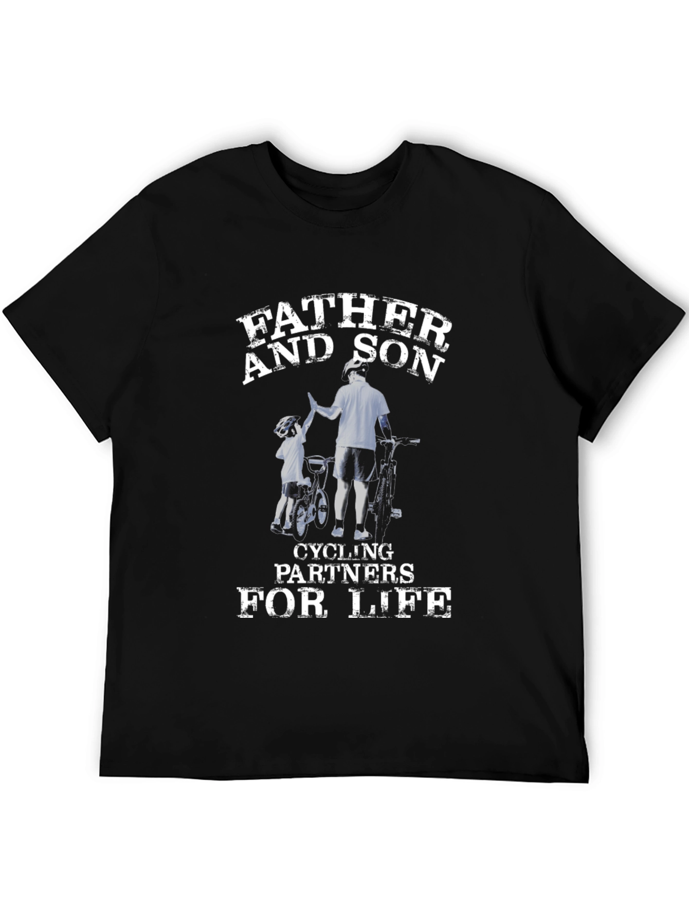 Black Father and Son Cycling Partners Black T-Shirt view 5