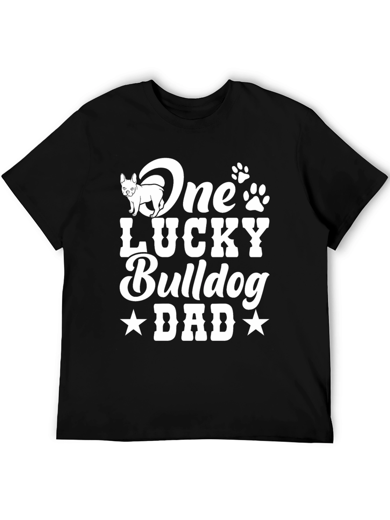 Black One Lucky Bulldog Dad T-Shirt view 5