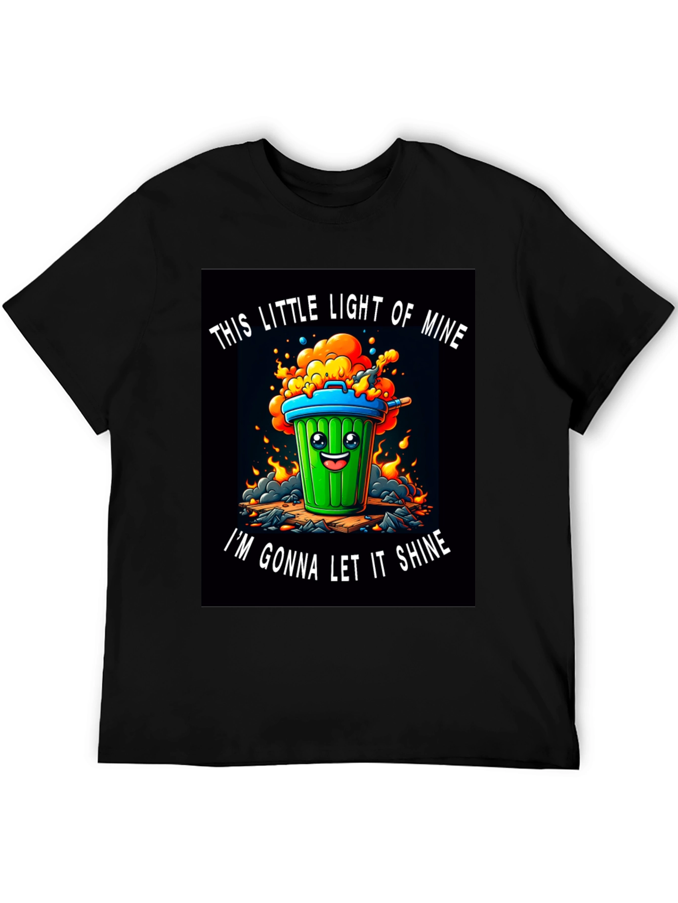 Black Funny Trash Can T-Shirt - Let it Shine! view 5