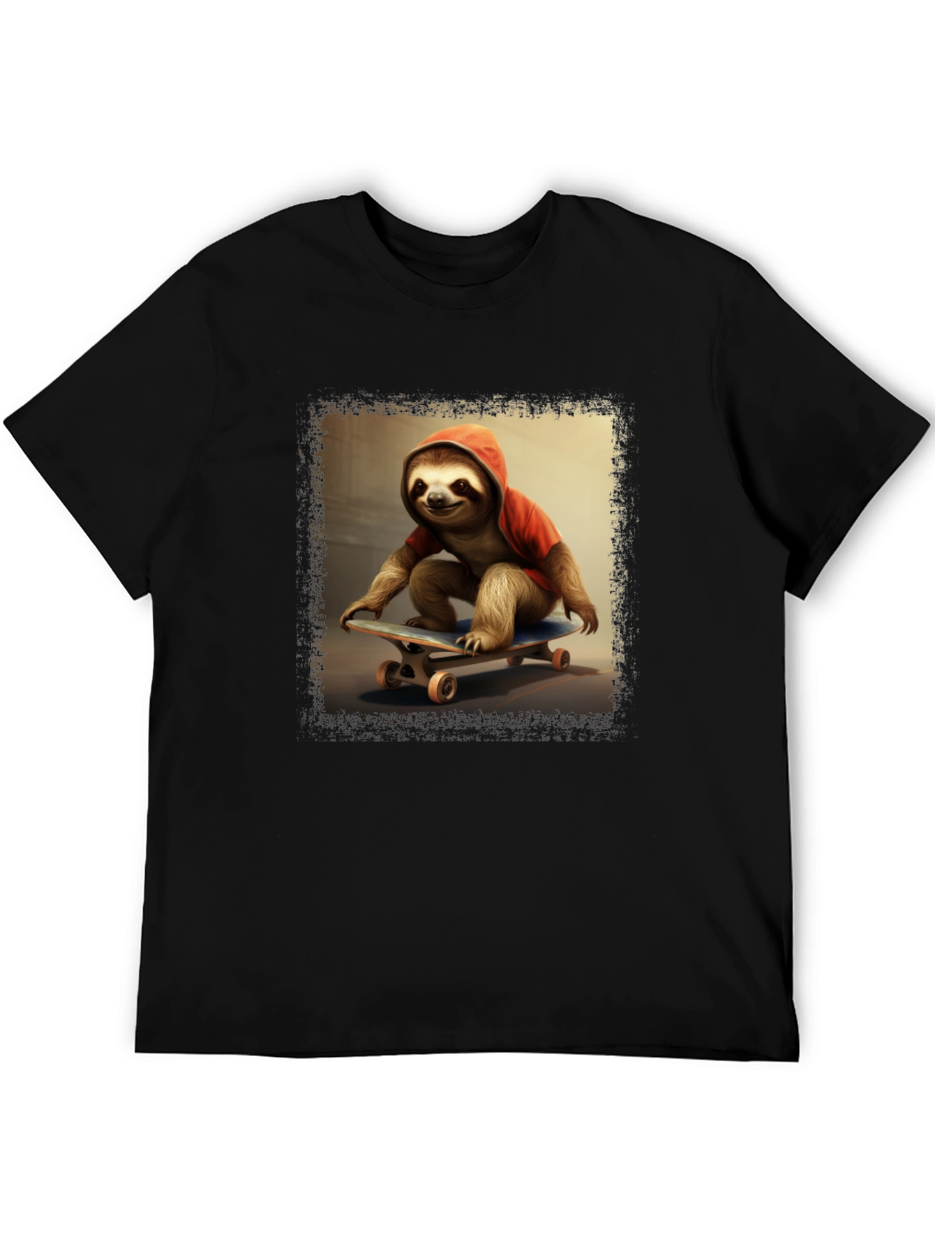 Black Sloth Skateboarder T-Shirt - Cool & Unique Design view 5