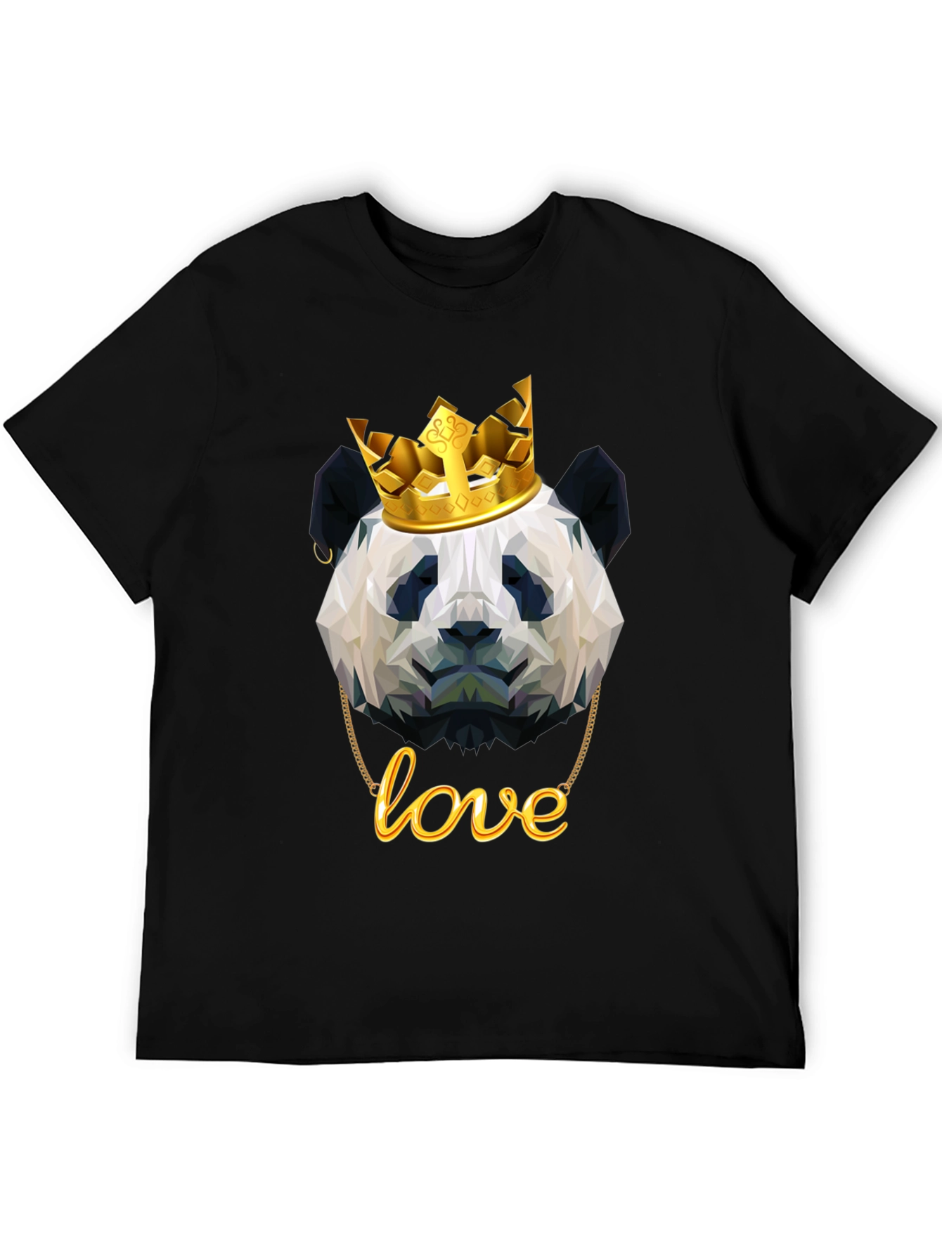 Black Panda King T-Shirt - Geometric Design view 5