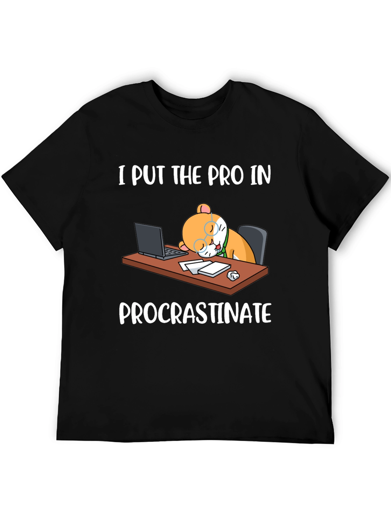 Black Procrastinate Cat T-Shirt view 5
