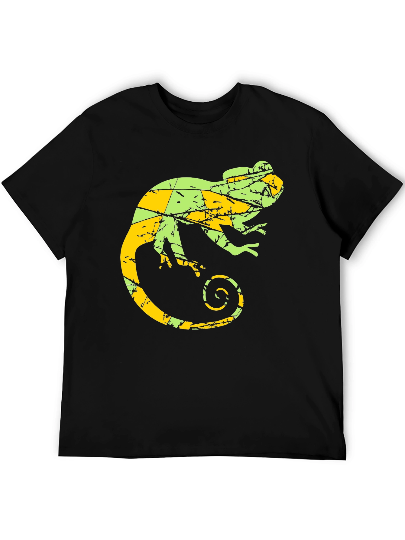 Black Men's Chameleon Graphic Print Crew Neck T-Shirt view 5