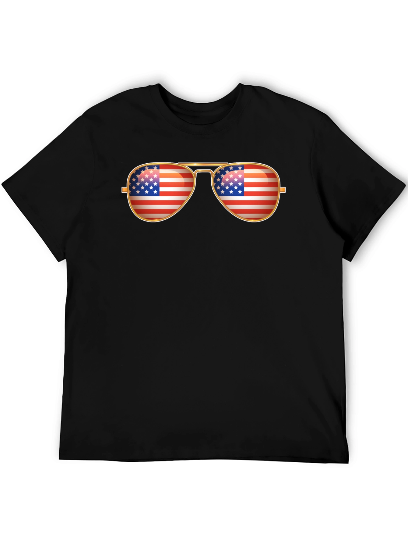 Black American Flag Aviator Sunglasses T-Shirt view 5