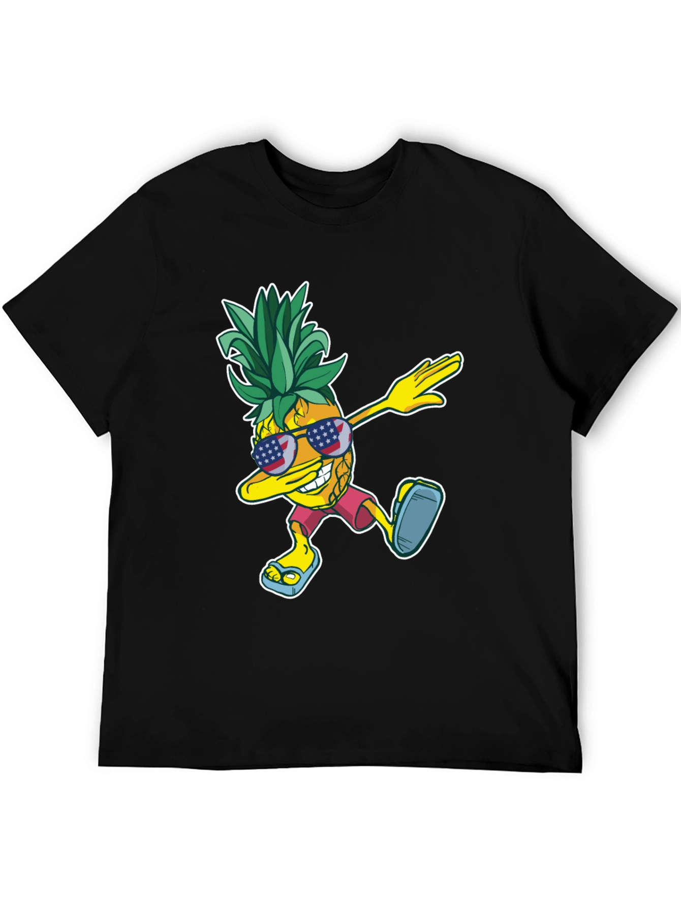 Black Dabbing Pineapple Graphic Tee - Patriotic Summer Style view 5