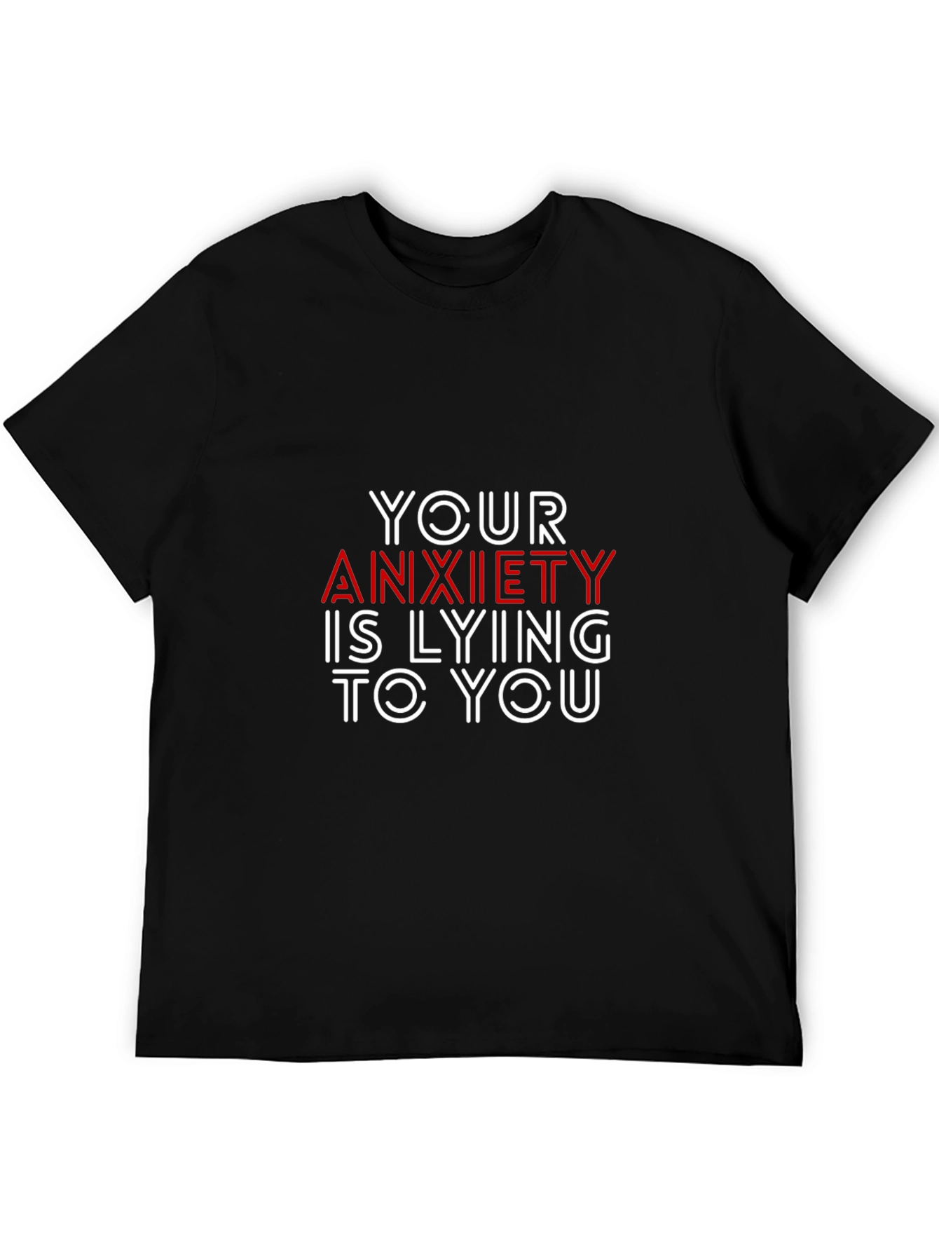 Black Anxiety Quote Graphic Tee - Black Unisex T-Shirt view 5