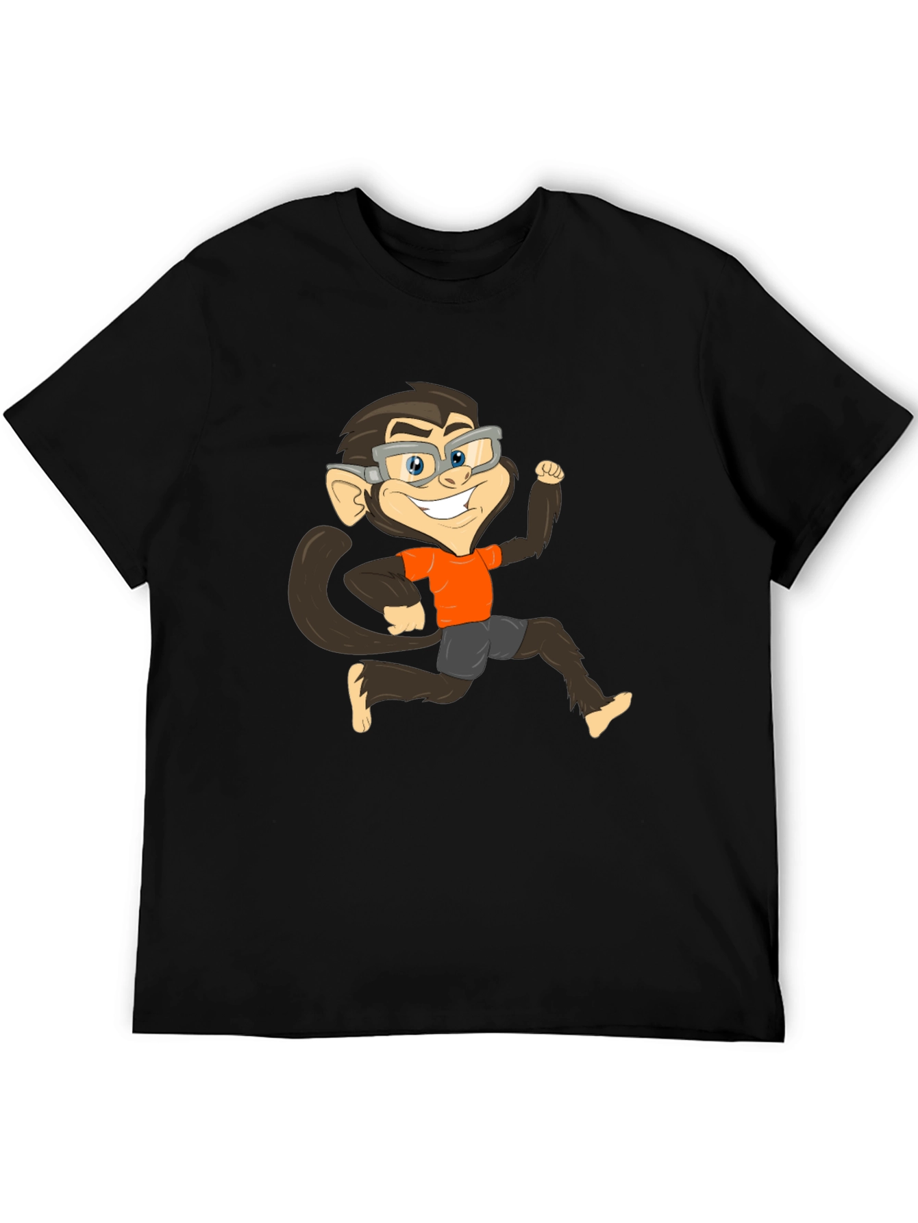 Black Monkey Cartoon Graphic T-Shirt view 5