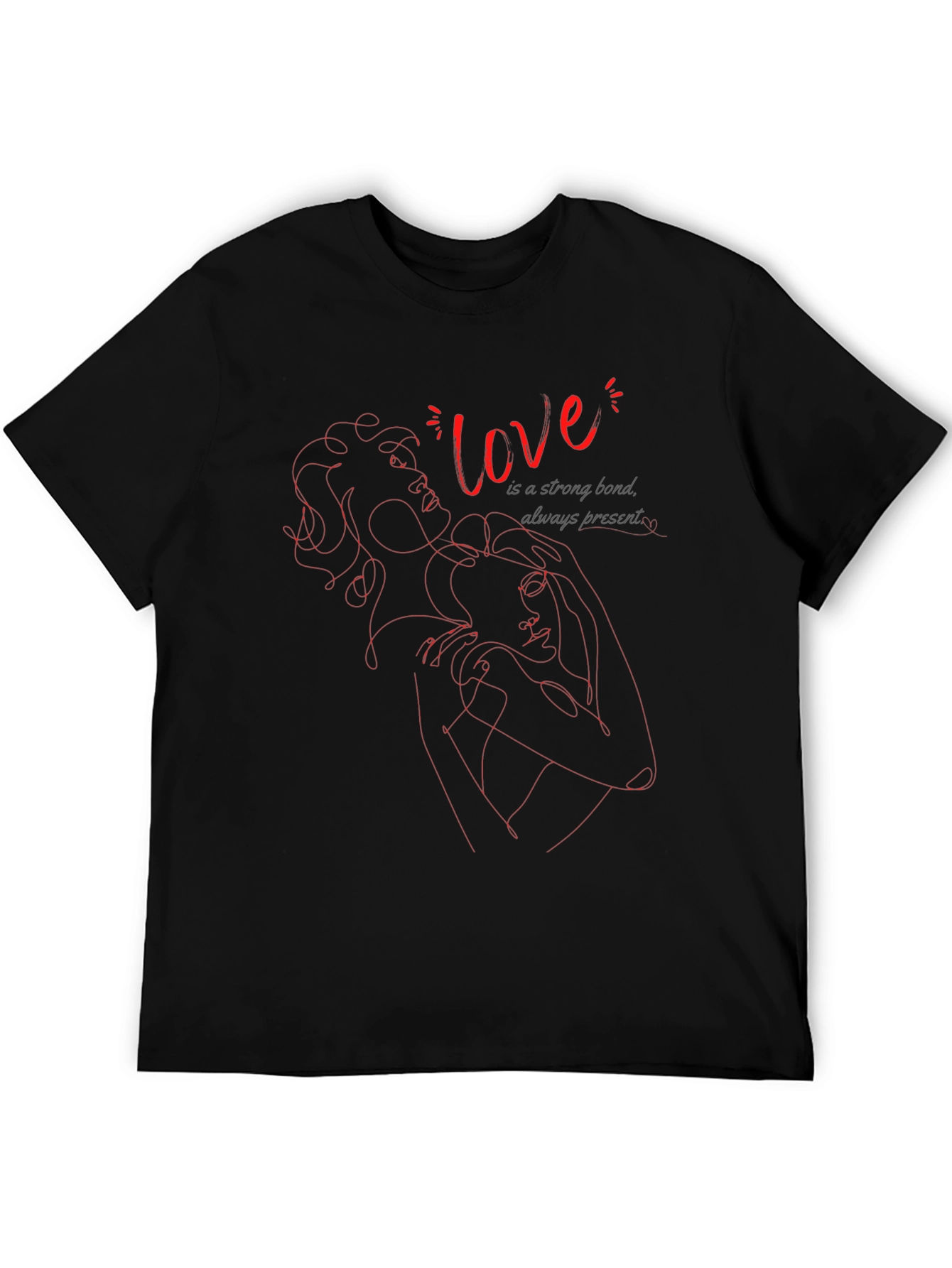 Black Love Bond Graphic Tee - Stylish Black T-Shirt view 5