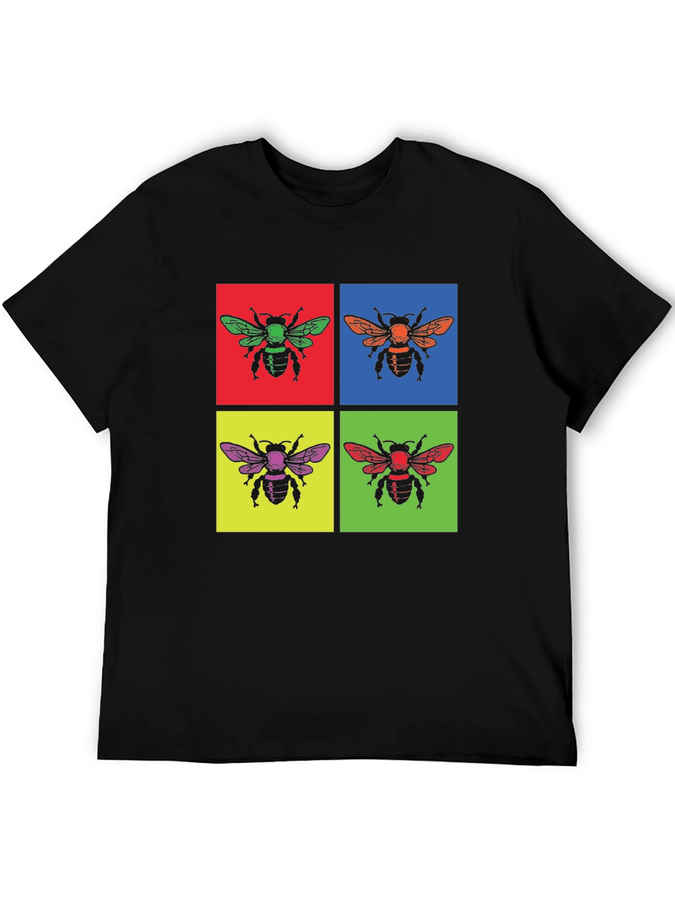 Black Retro Bee Pop Art Graphic Tee view 5