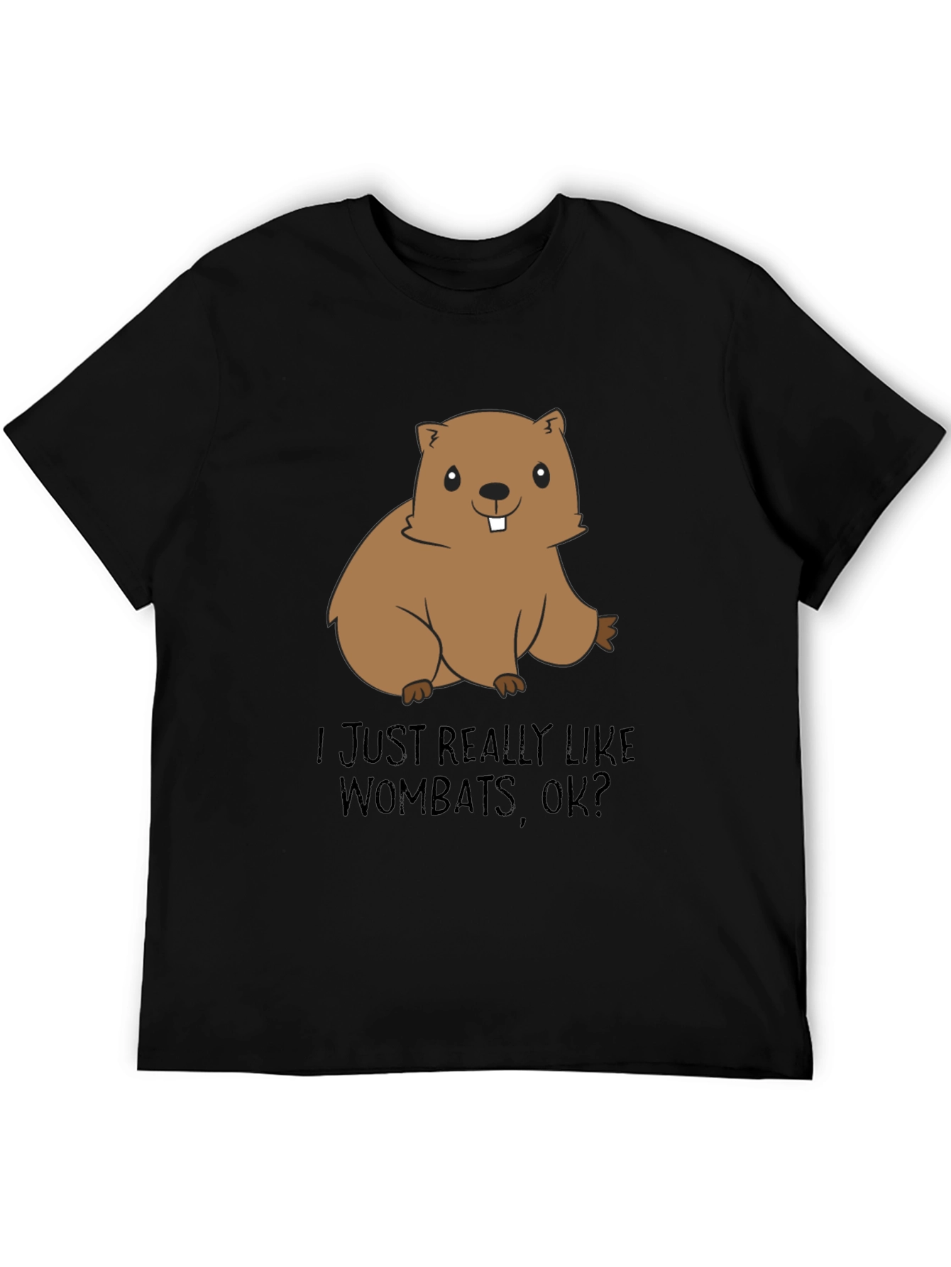 Black Wombat Lover T-Shirt - Cute Cartoon Animal Tee view 5