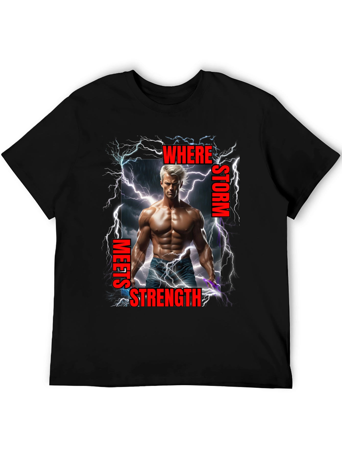 Black Storm Meets Strength Graphic T-Shirt view 5