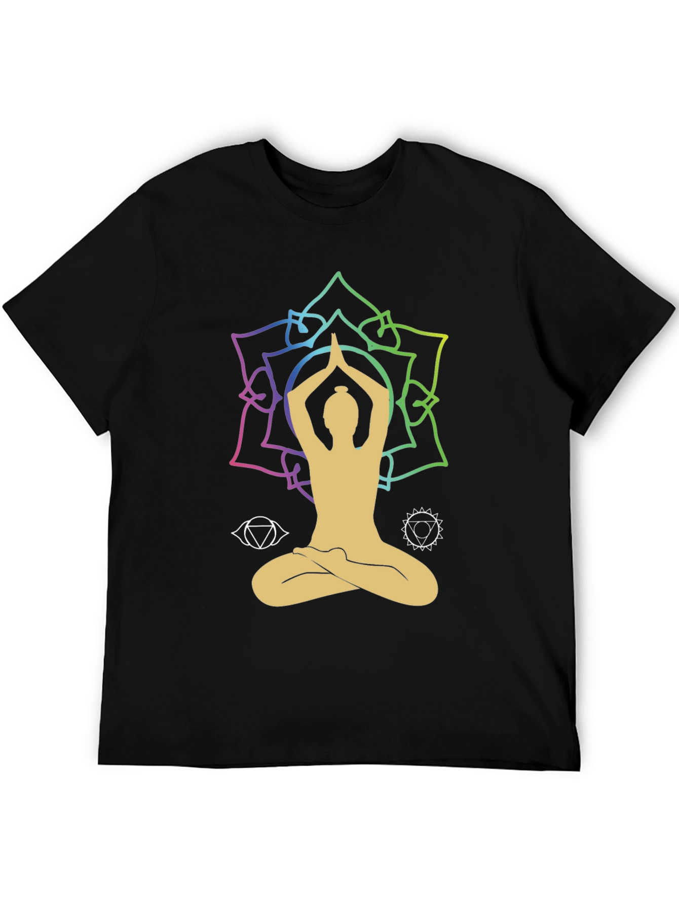 Black Yoga Lotus Chakra T-Shirt view 5