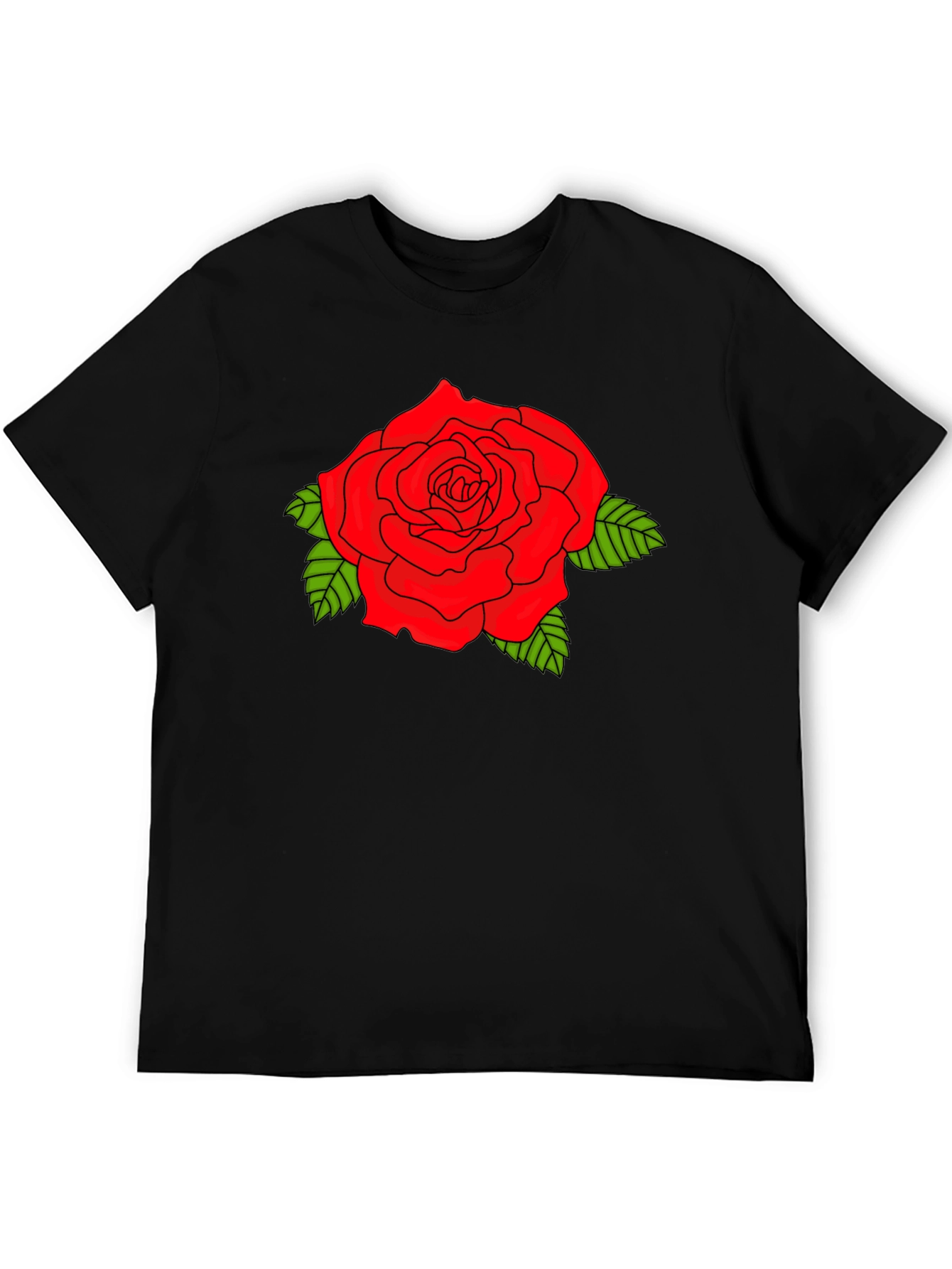 Black Bold Red Rose Graphic Black T-Shirt view 5