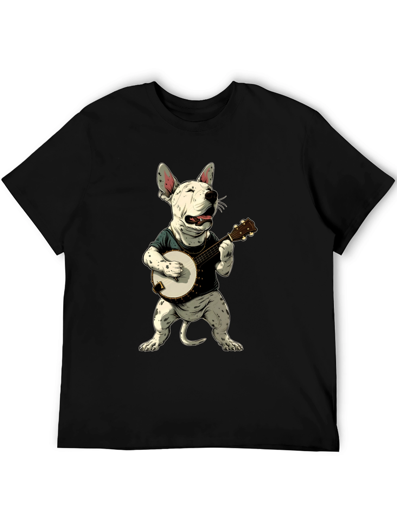 Black Dog Playing Banjo Graphic T-Shirt view 5