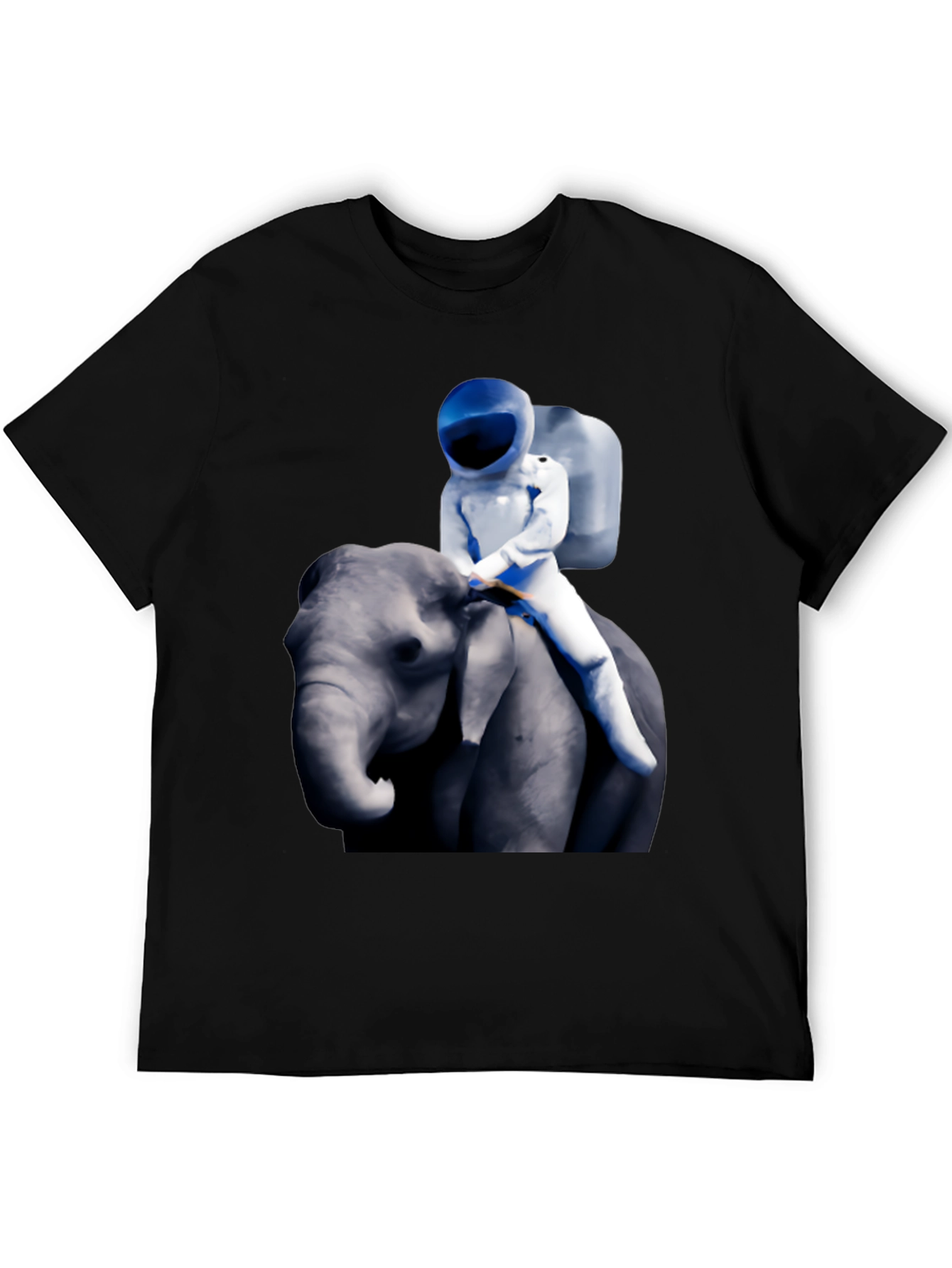Black Astronaut Riding Elephant Graphic T-Shirt view 5