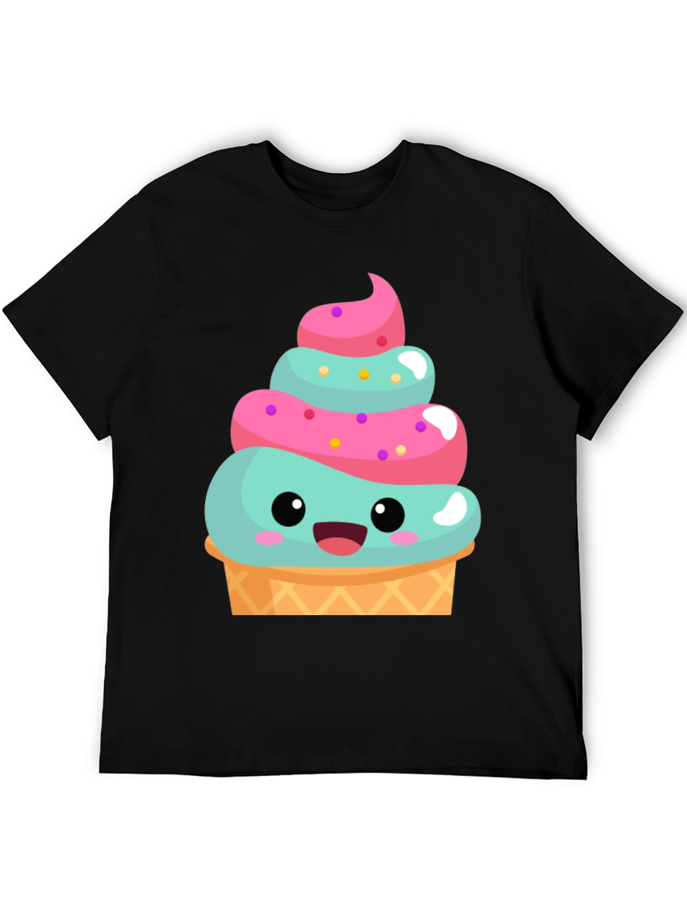 Black Cute Ice Cream Cone Graphic Tee - Fun Summer Shirt view 5