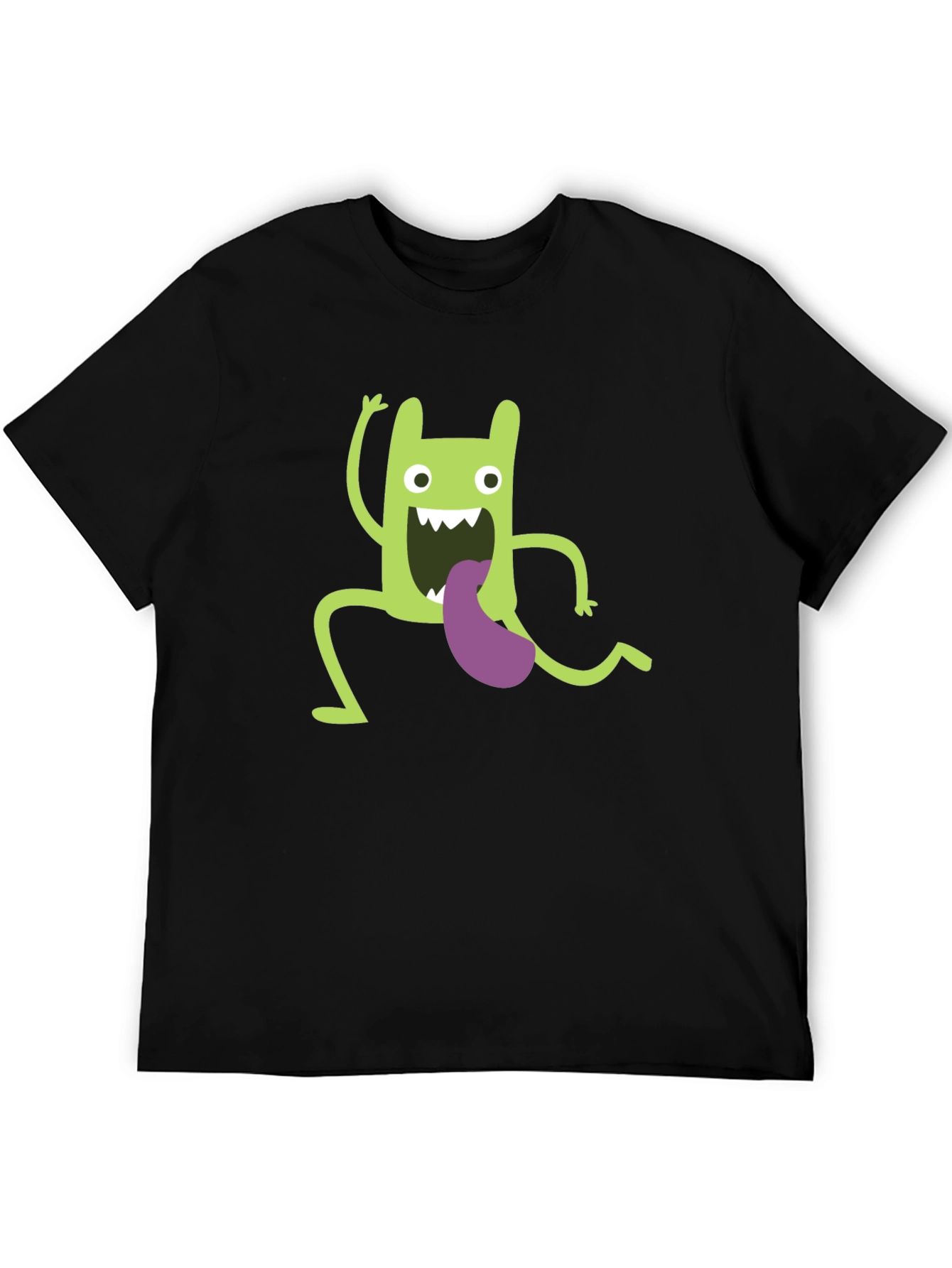 Black Funny Green Monster Graphic T-Shirt view 5