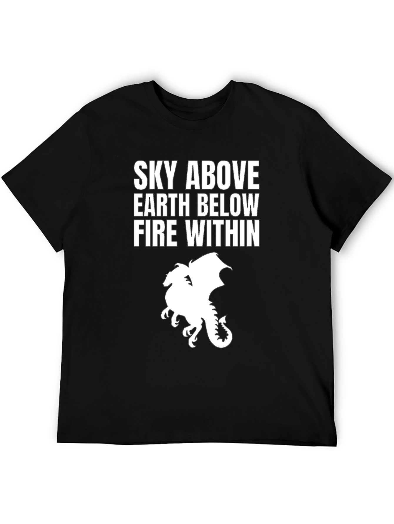 Black Sky Above Dragon Graphic Tee - Black Cotton T-Shirt view 5