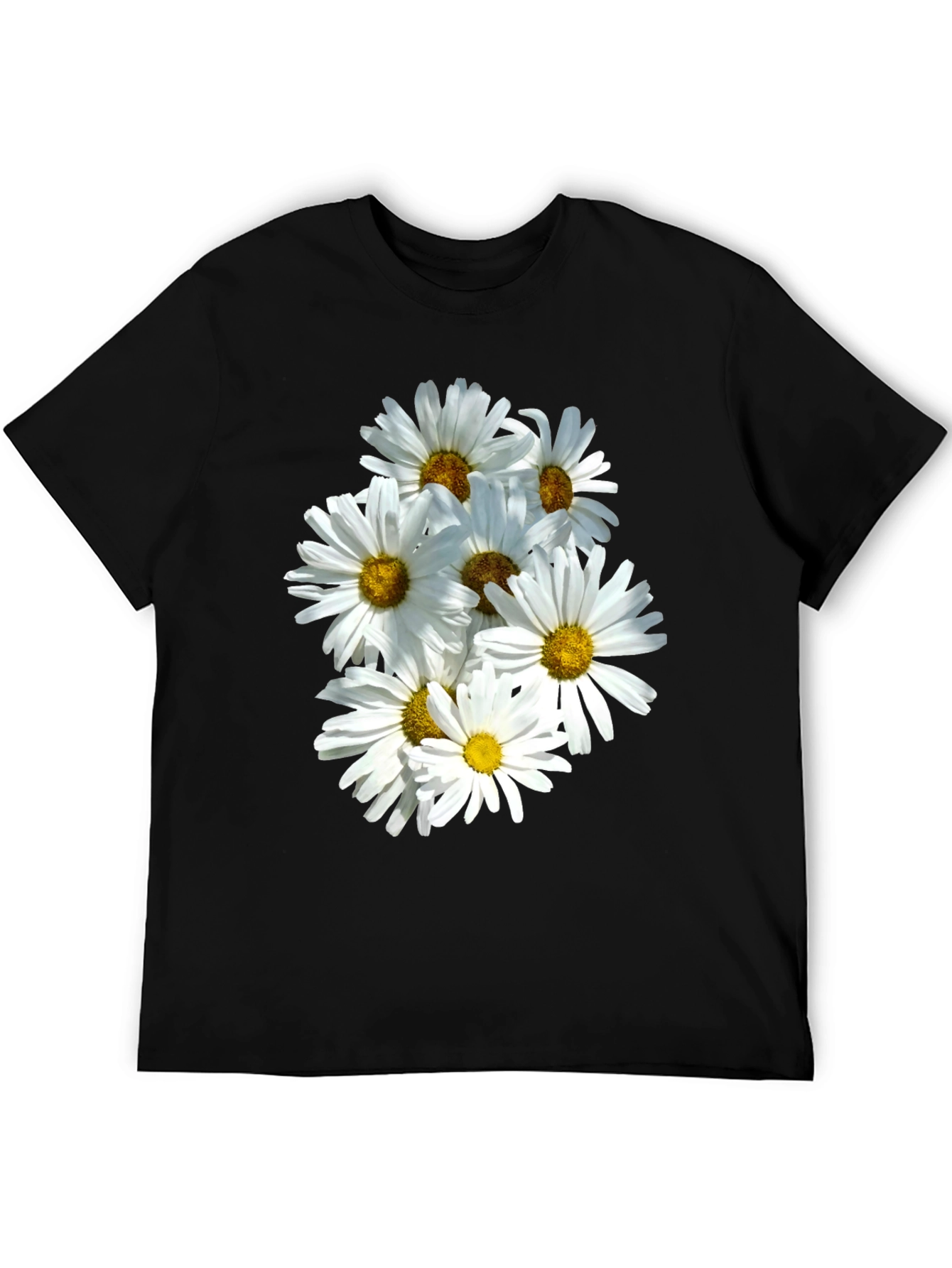 Black Daisy Flower T-Shirt - Black Cotton Graphic Tee view 5