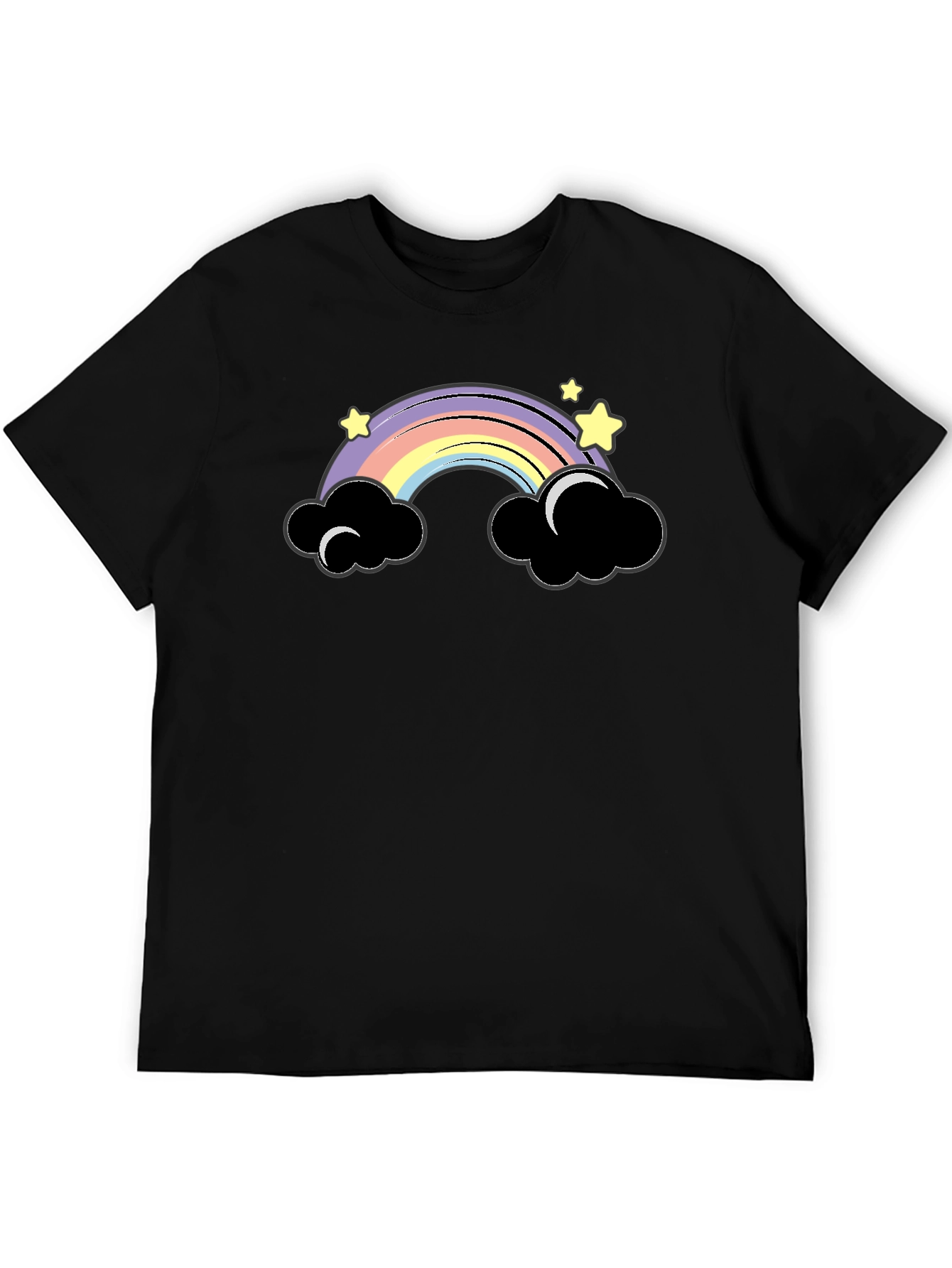 Black Rainbow Clouds Graphic Tee - Unisex Black T-Shirt view 5