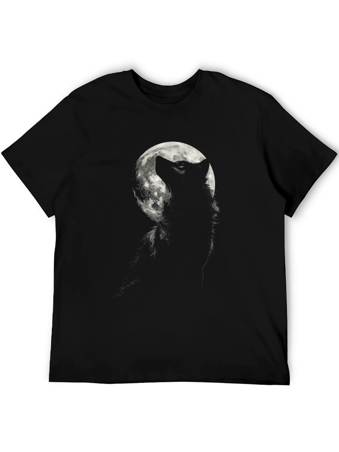 Black Wolf Moon Graphic Tee - Black Cotton T-Shirt view 5