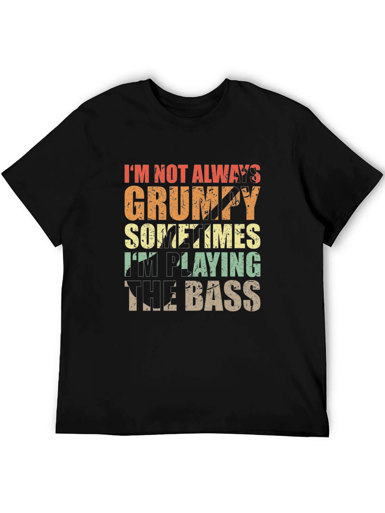 Black Grumpy Bass Player Black T-Shirt view 5