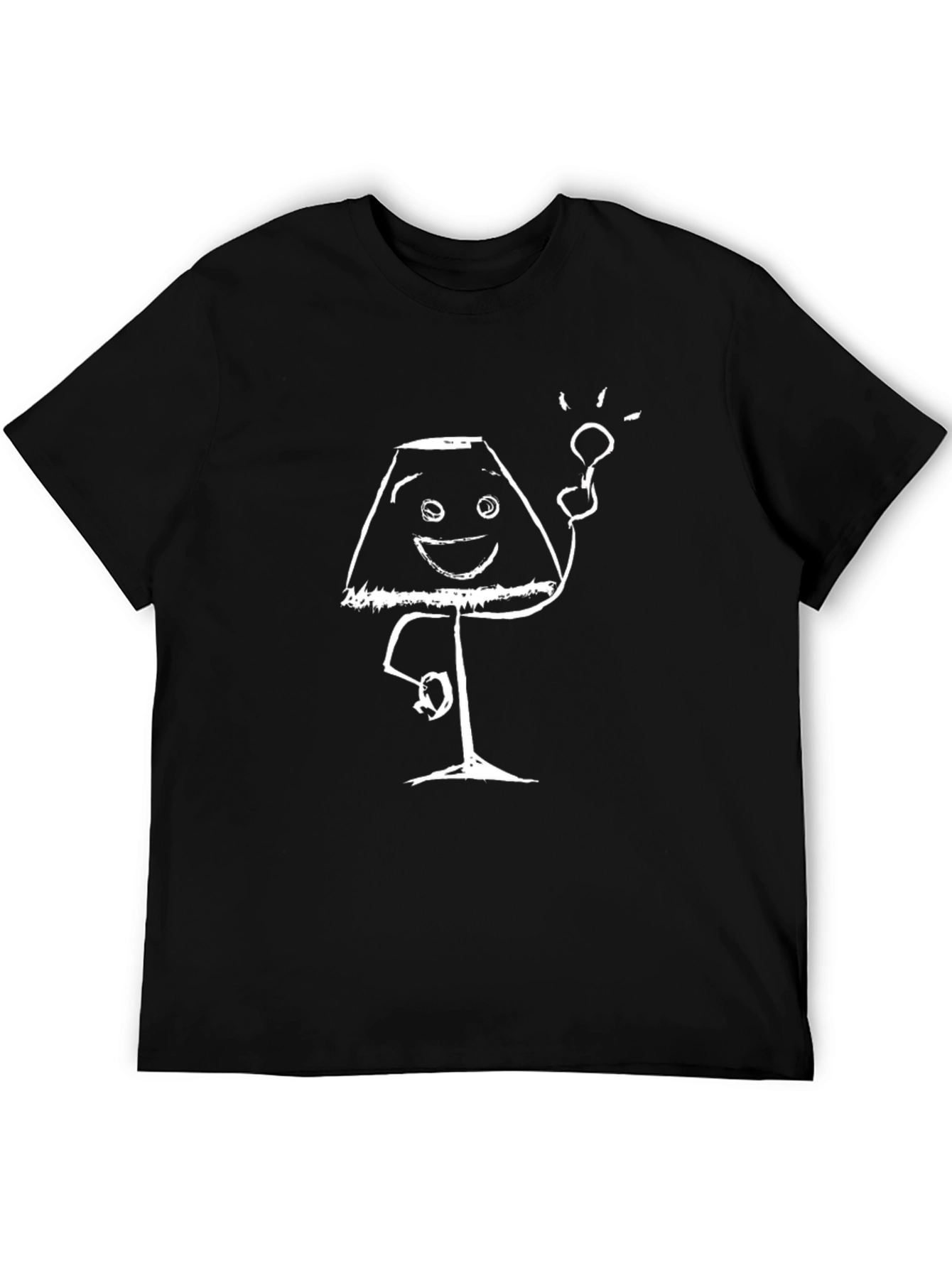 Black Funny Lamp Graphic T-Shirt - Black Cotton Tee view 5