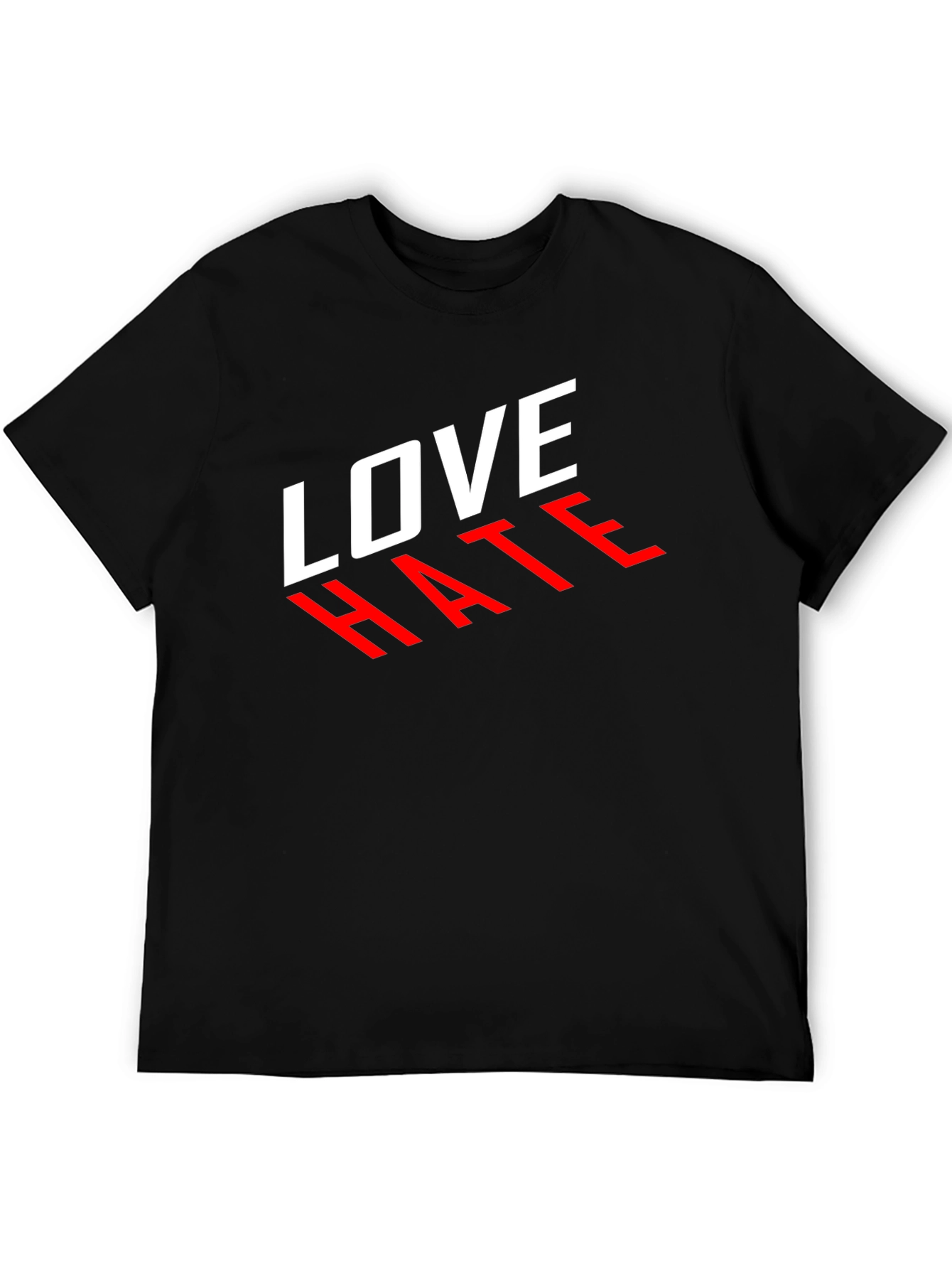 Black Love Hate Graphic Tee - Stylish Contrast Design view 5