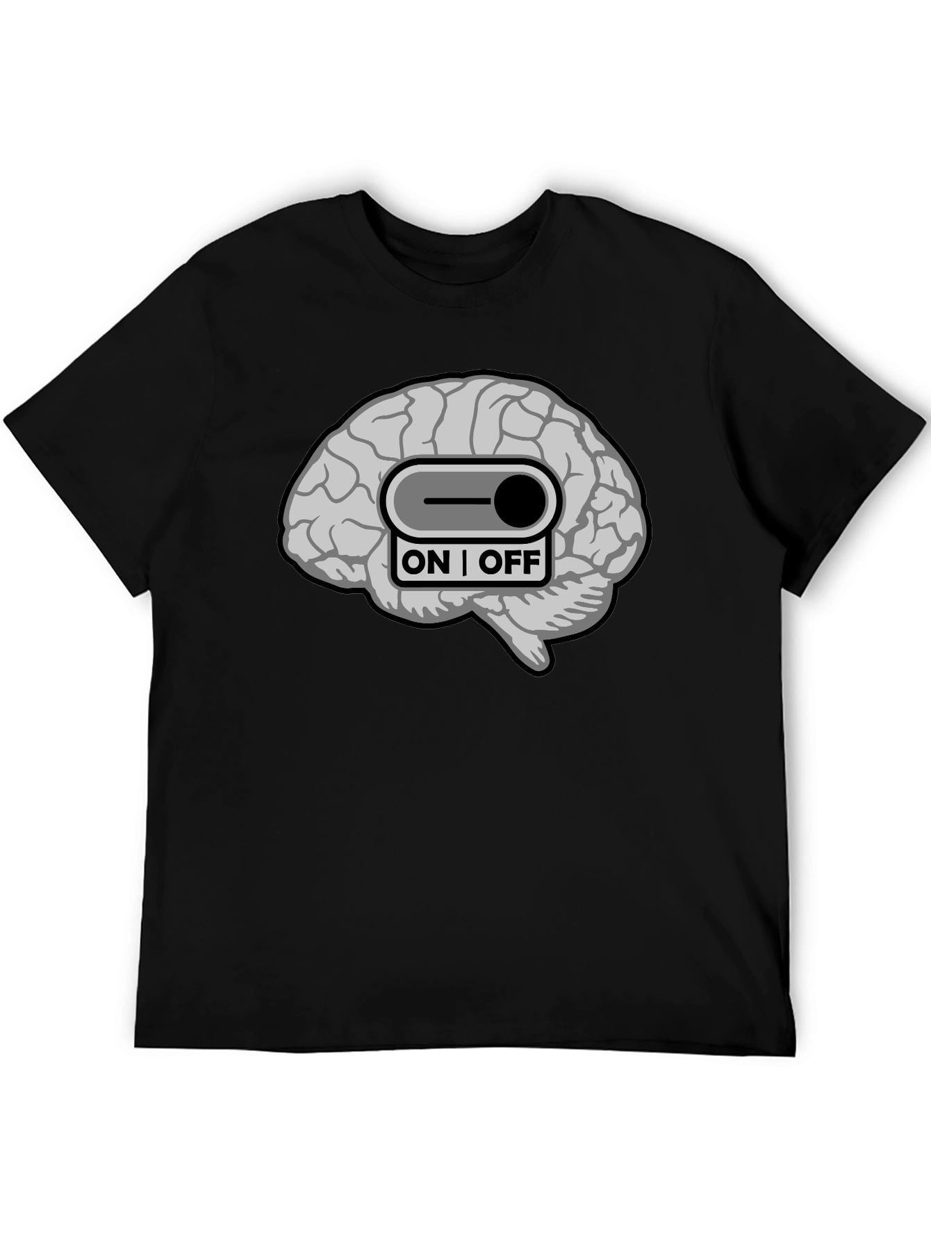 Black Brain On/Off Switch Graphic T-Shirt - Mens view 5