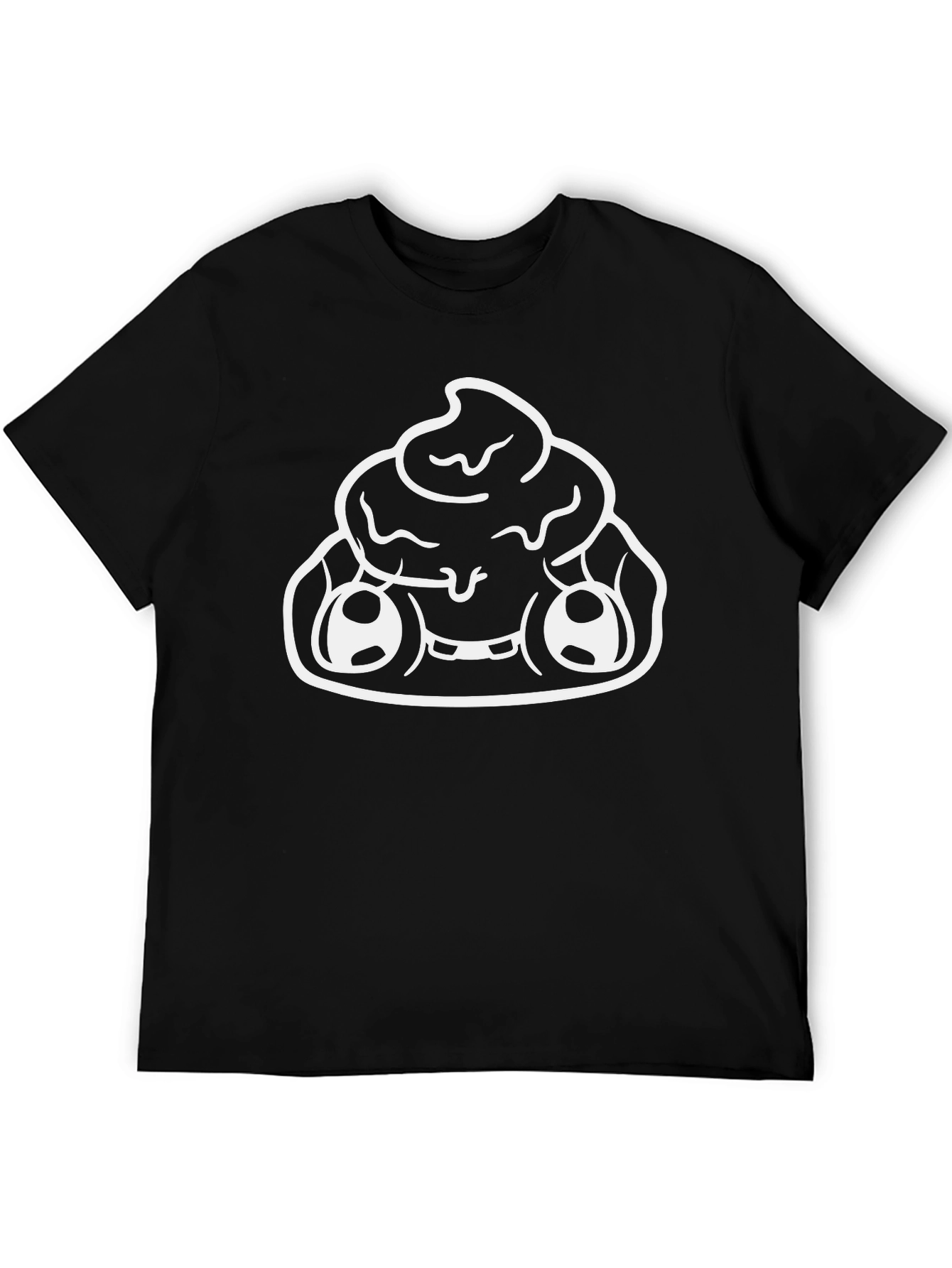 Black Funny Poop Emoji Graphic Print Black T-Shirt view 5