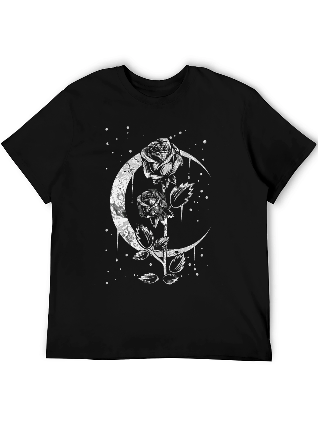 Black Gothic Rose & Moon Graphic Tee view 5