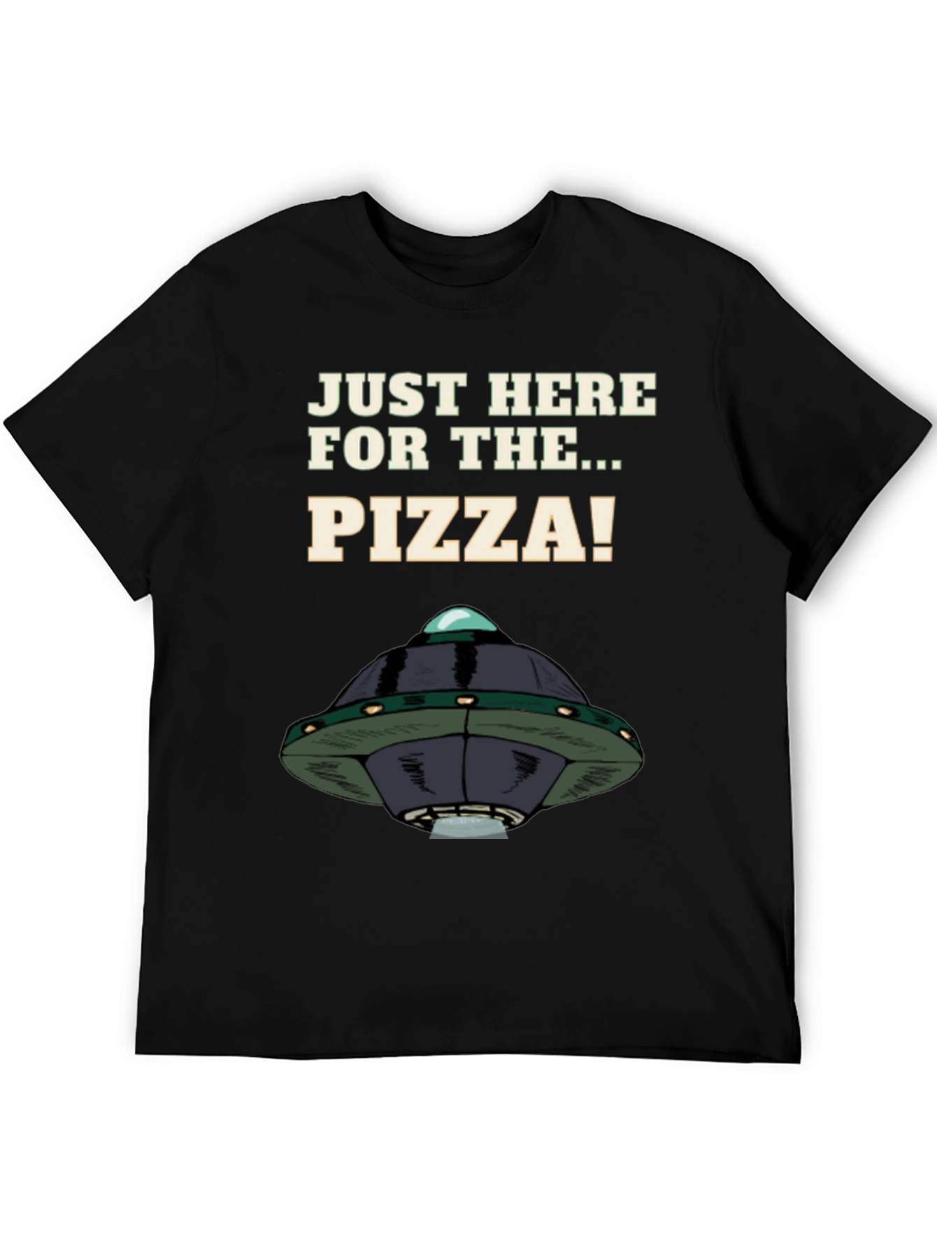 Black Pizza Alien T-Shirt - Funny Graphic Tee view 5