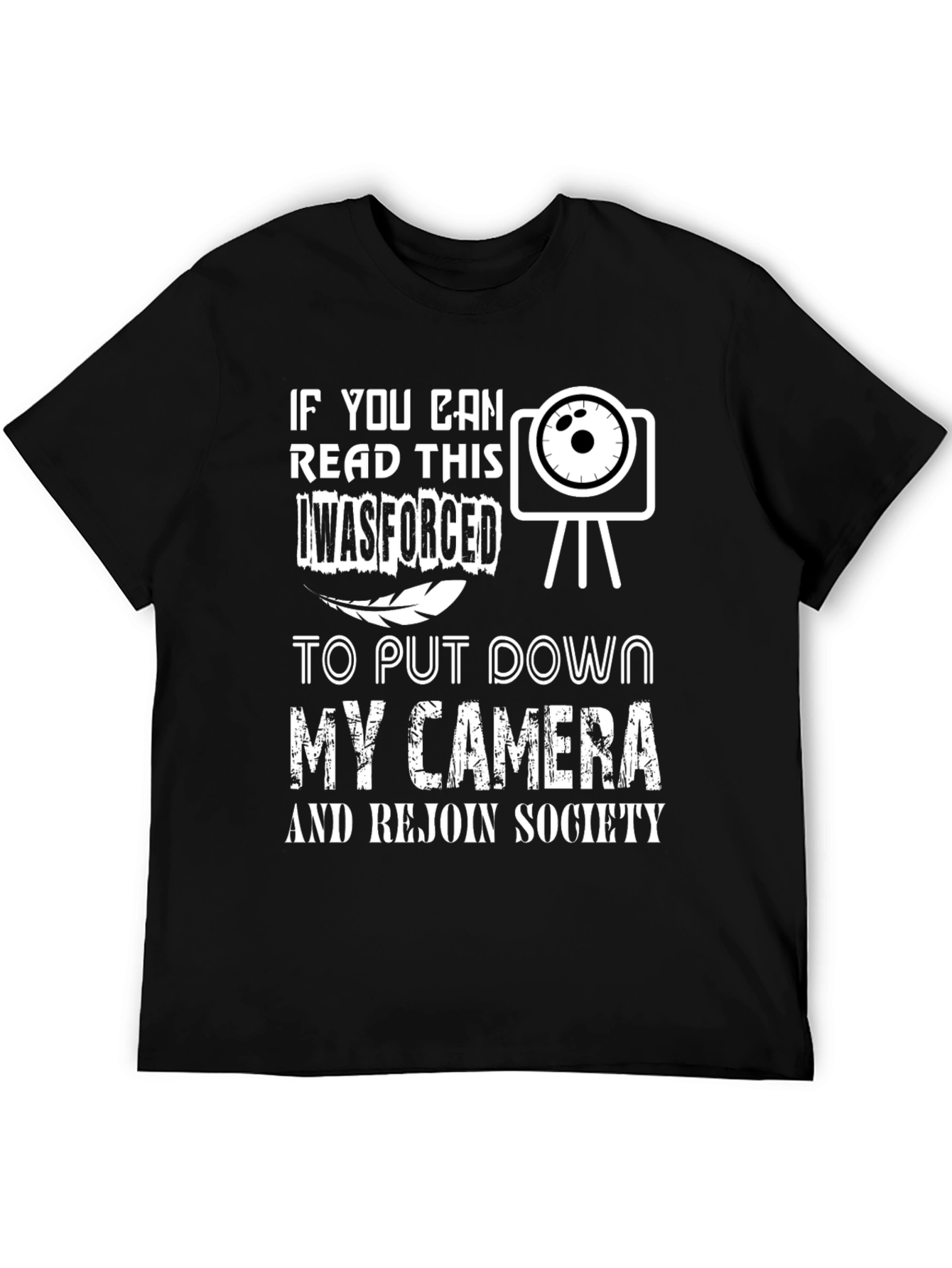 Black Funny Camera T-Shirt - Forced to Put Down My Camera view 5