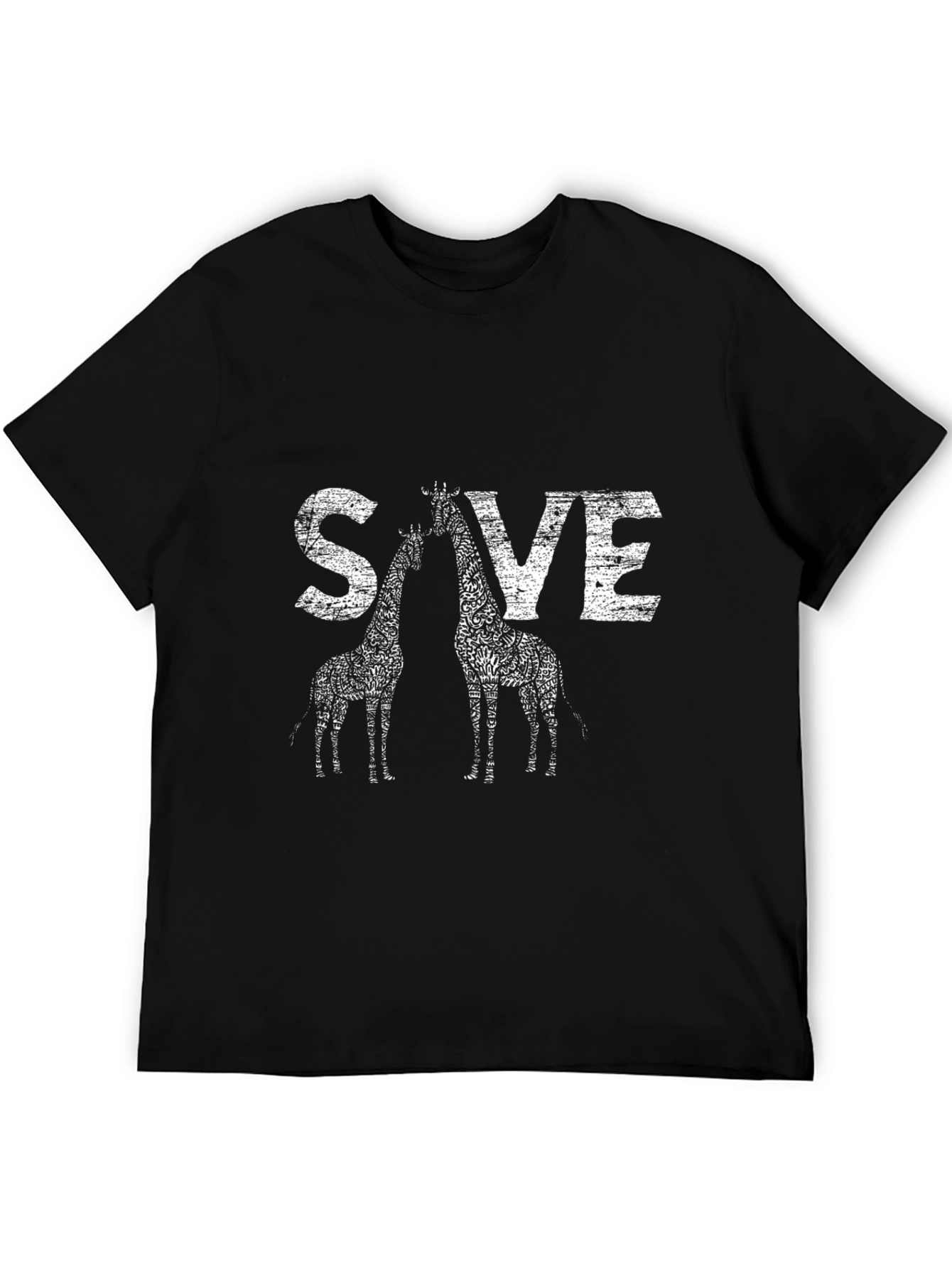 Black Save Giraffes Graphic Tee - Black Crew Neck view 5