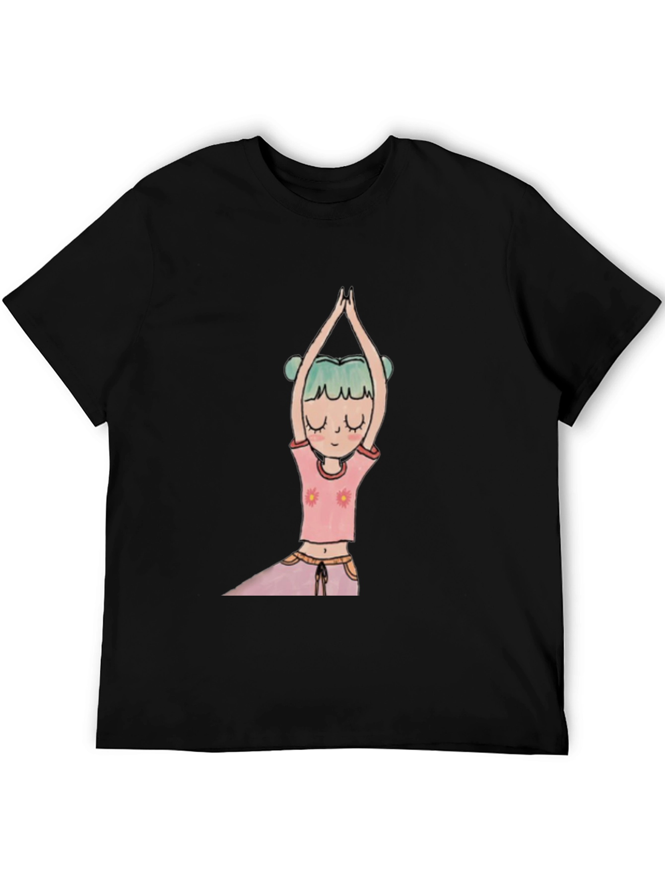 Black Yoga Girl Graphic Tee - Black Cotton Blend view 5