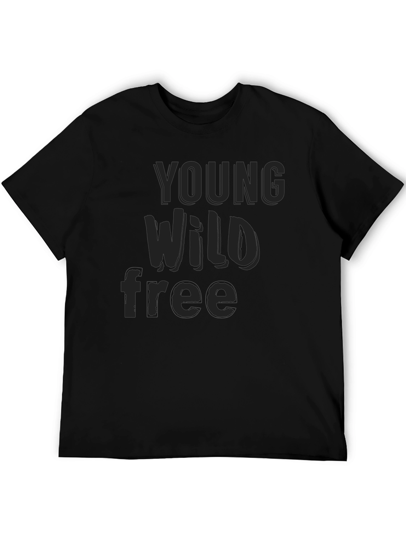 Black Young Wild Free Graphic Tee - Modern Black T-Shirt view 5