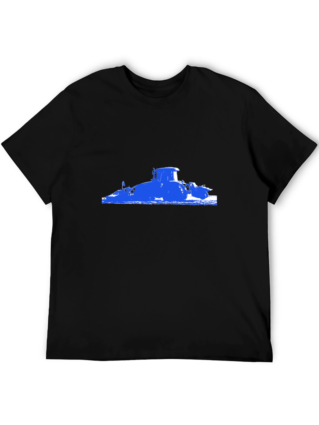 Black Blue Tractor Graphic Black T-Shirt view 5