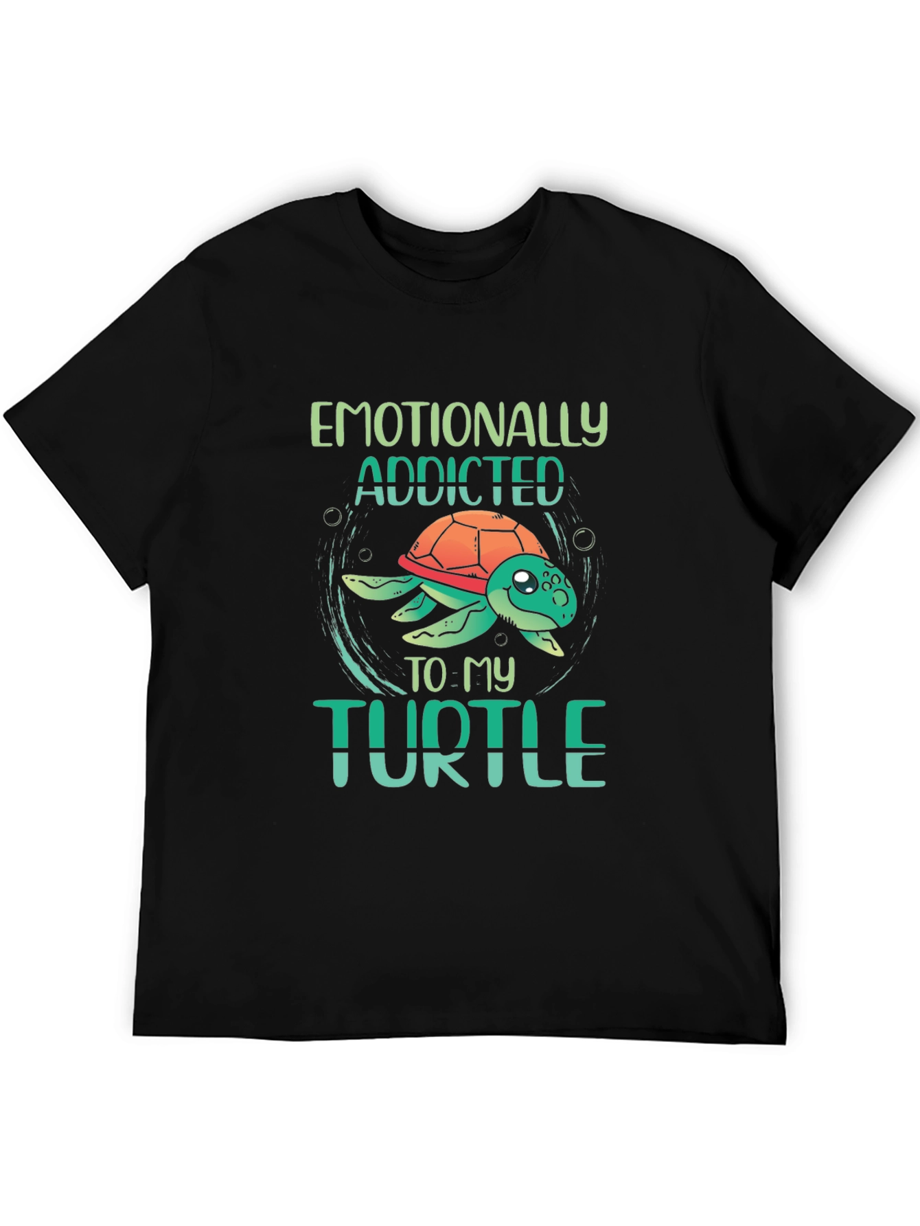 Black Emotionally Addicted to My Turtle Black T-Shirt view 5