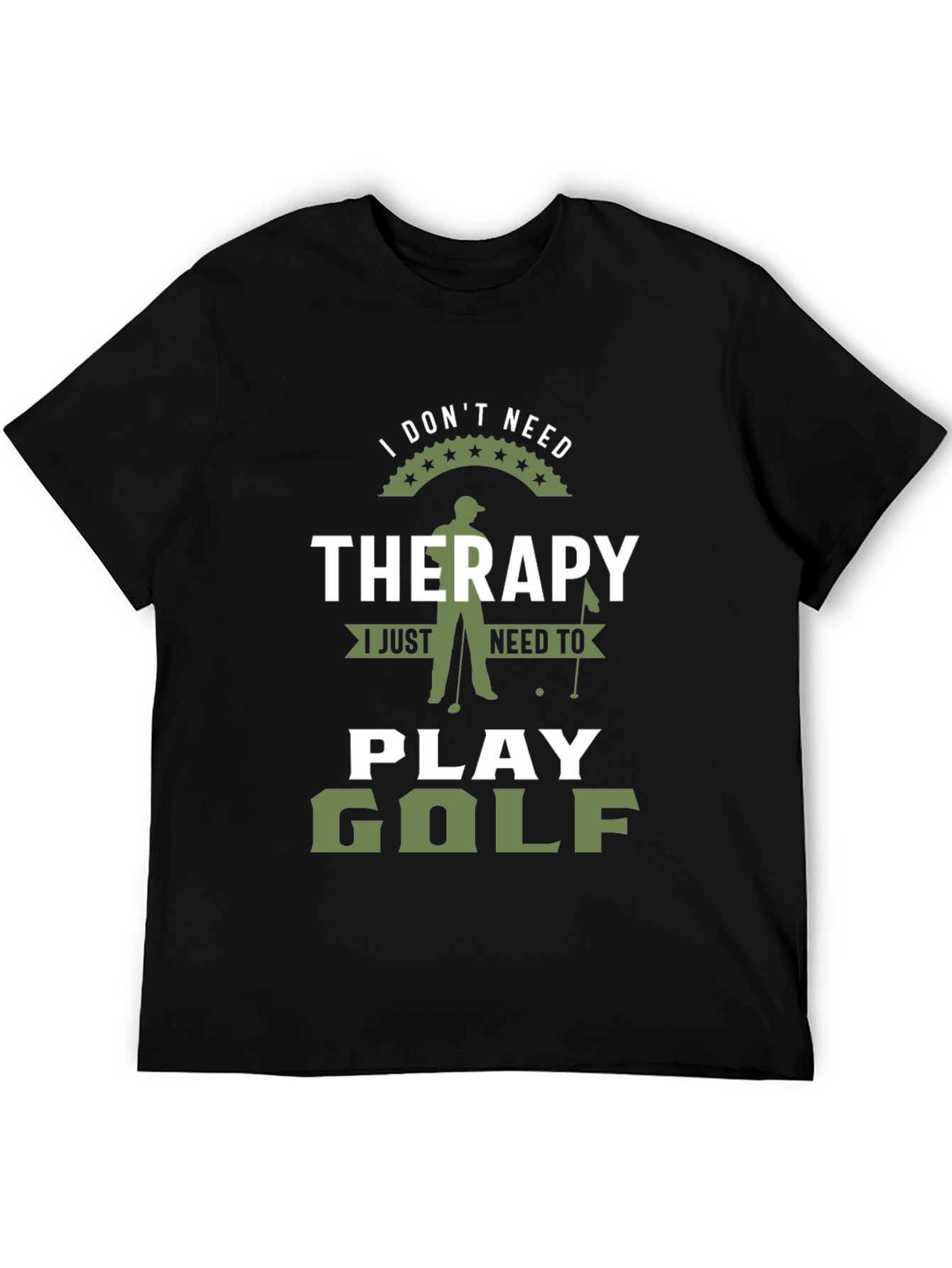 Black Funny Golf Therapy Graphic T-Shirt view 5